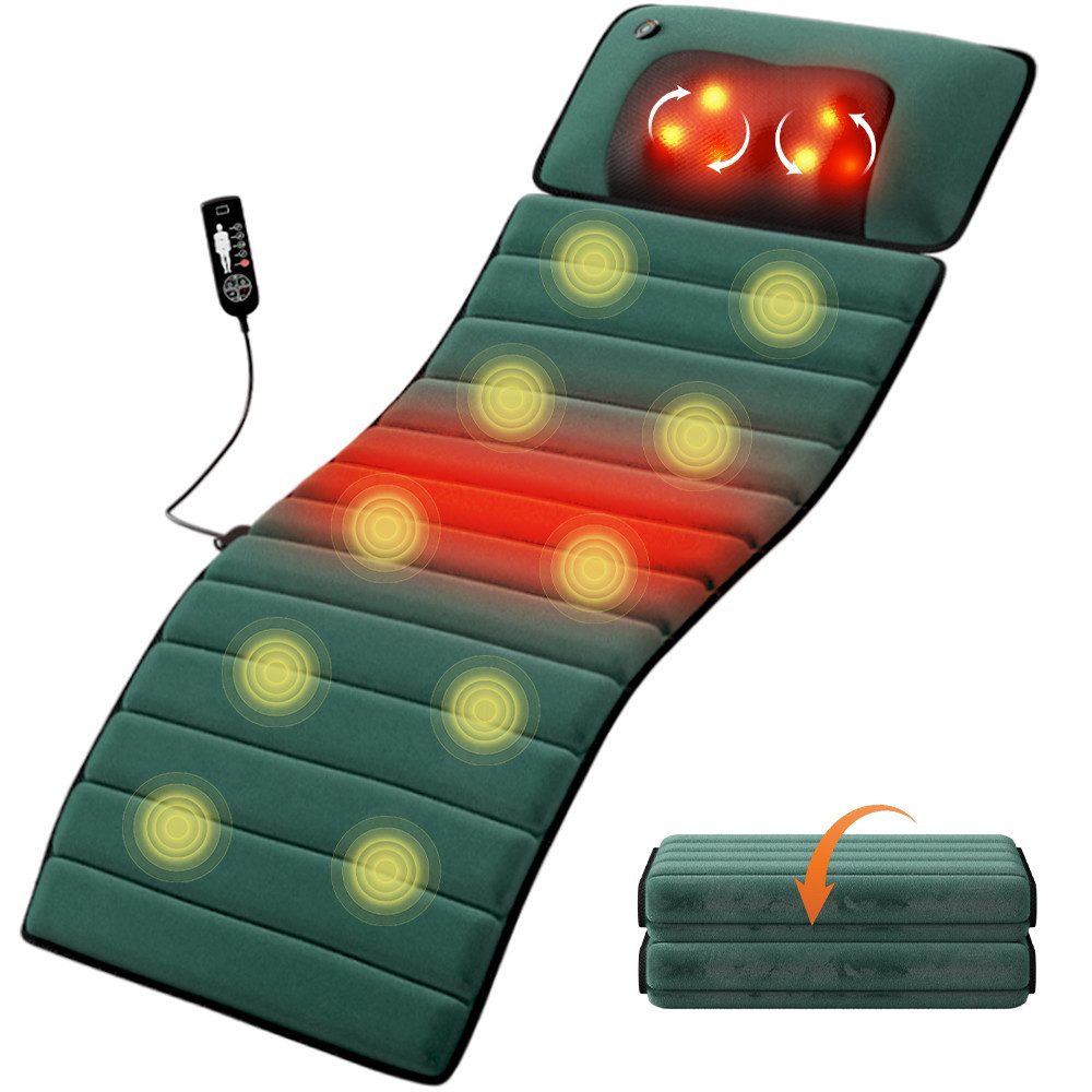ibettertec Massagesitzauflage mit Wärmefunktion, Ganzkörper-Massagematte aus Memory, Schaum (155 × 50 × 3 cm) – Schulter-, Nacken-, Rücken- & Hüftmassage (ohne Beinmassage), entspannende Wärmetherapie