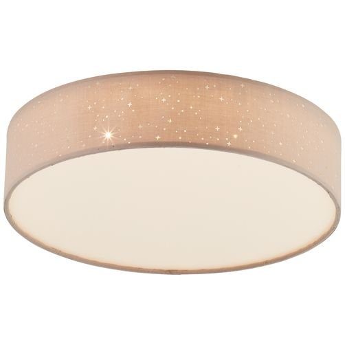 Brilliant LED Deckenleuchte Baska, mehrere Helligkeitsstufen, LED wechselbar, Warmweiß, Ø 38 cm, Stoffschirm Sternenhimmel-Optik, 3-Stufen-dimmbar, taupe | Deckenlampen