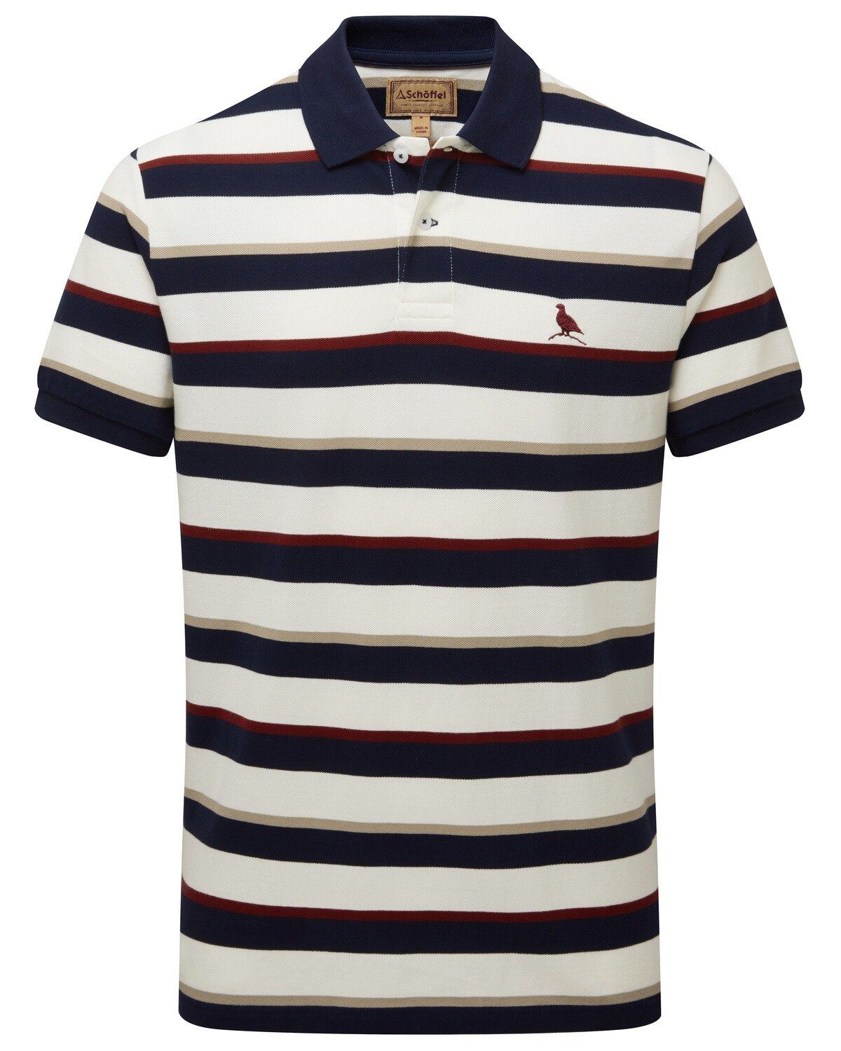 Schöffel Navy/Bordeaux St. Country Poloshirt Poloshirt Ives Stripe