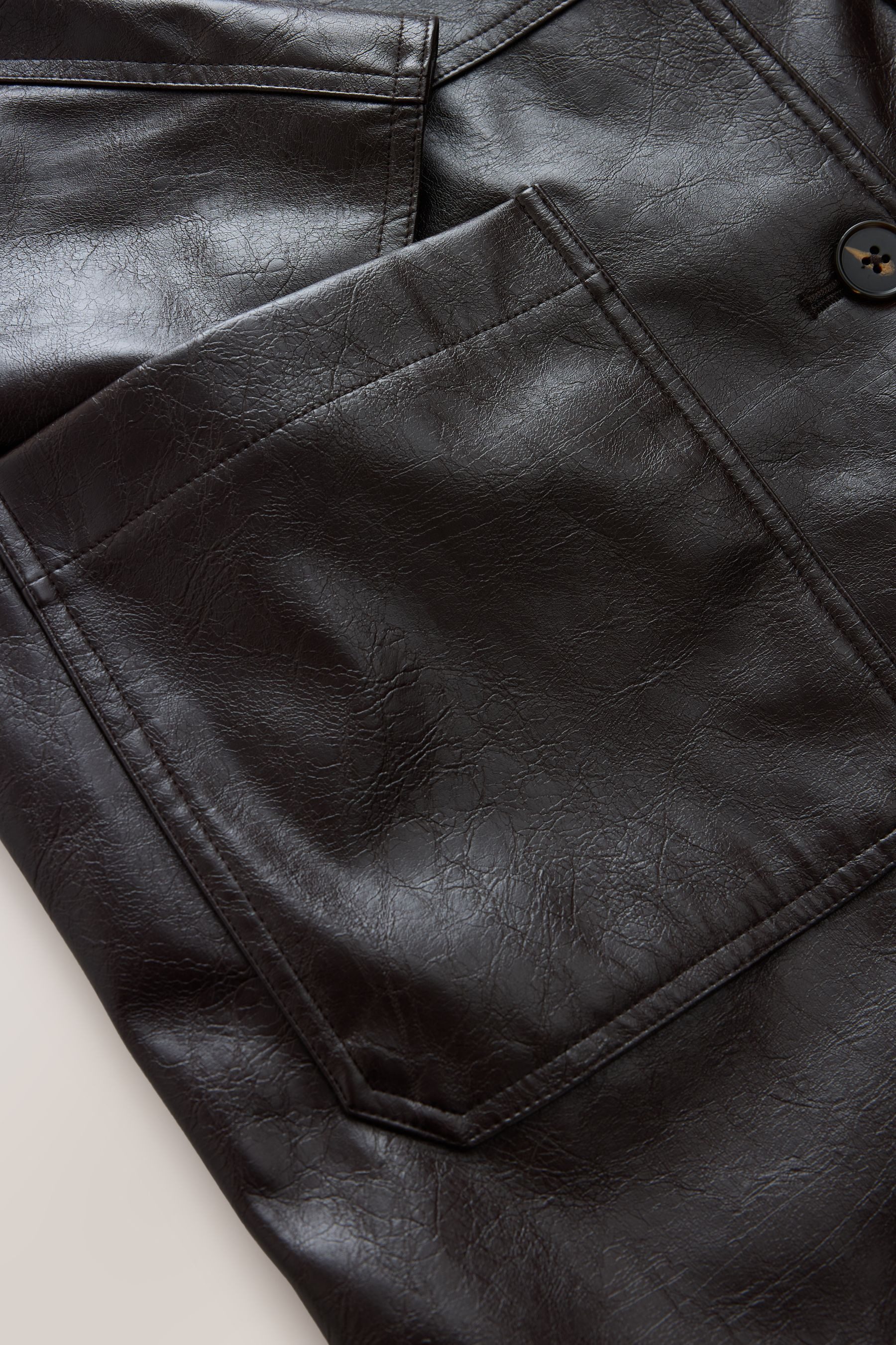 Next Lederjacke Geknöpfte Jacke aus Kunstleder, Kurzgröße (1-St) – Bild 2 von 5