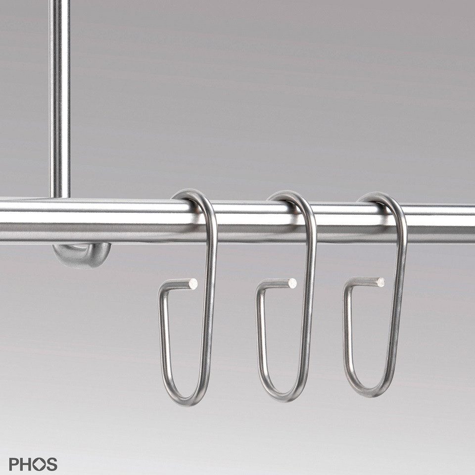 PHOS Design Duschvorhangringe, Vorhanghaken aus Edelstahl für Ø12mm und Ø20mm Stangen, (Modell: HKD, 1-St), (Durchschleudertechnik) - 100% Made in Germany