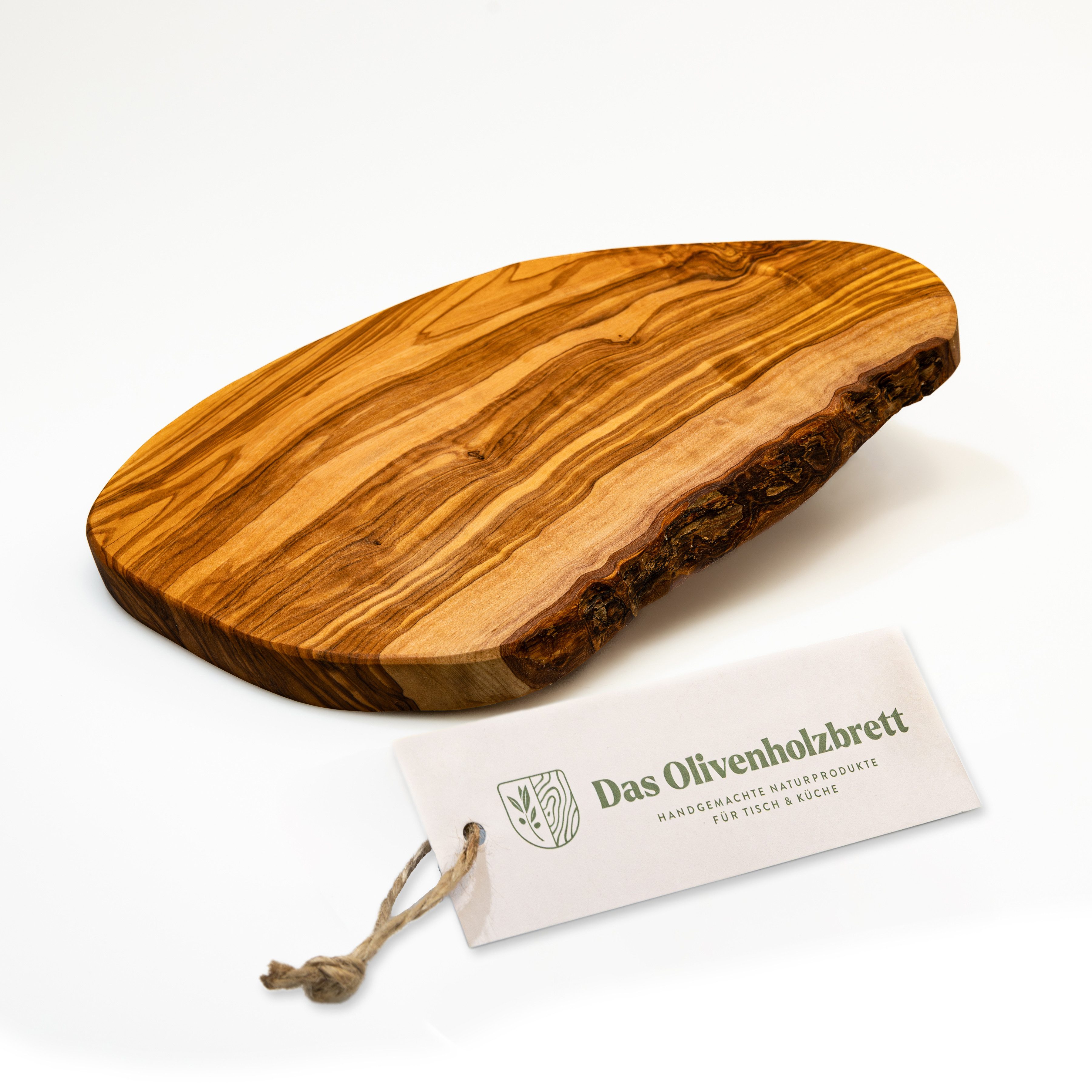 dasOlivenholzbrett Servierbrett Brotzeitbrett aus Olivenholz im Naturschnitt