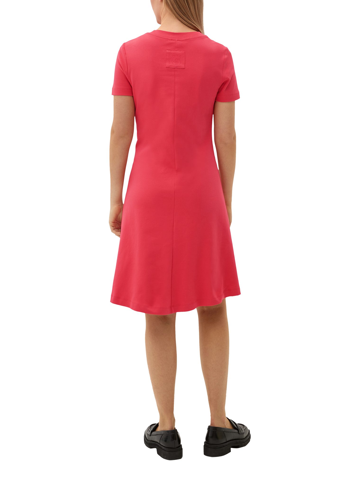 pink Kleid Ziernaht, aus Minikleid s.Oliver LABEL Jersey Label-Patch BLACK