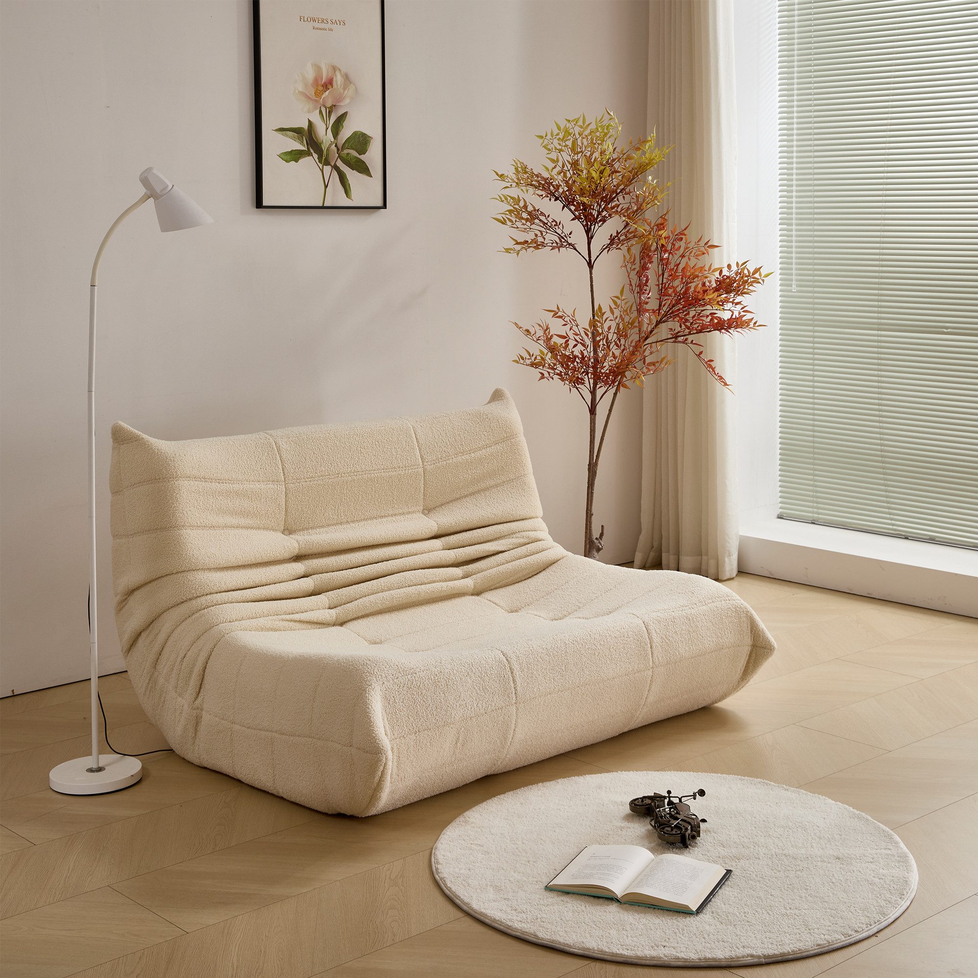 HAUSS SPOLE Sitzsack 2-Sitzer Lazy-Sofa aus Teddy-Samt, modernes Design, Wo günstig online kaufen