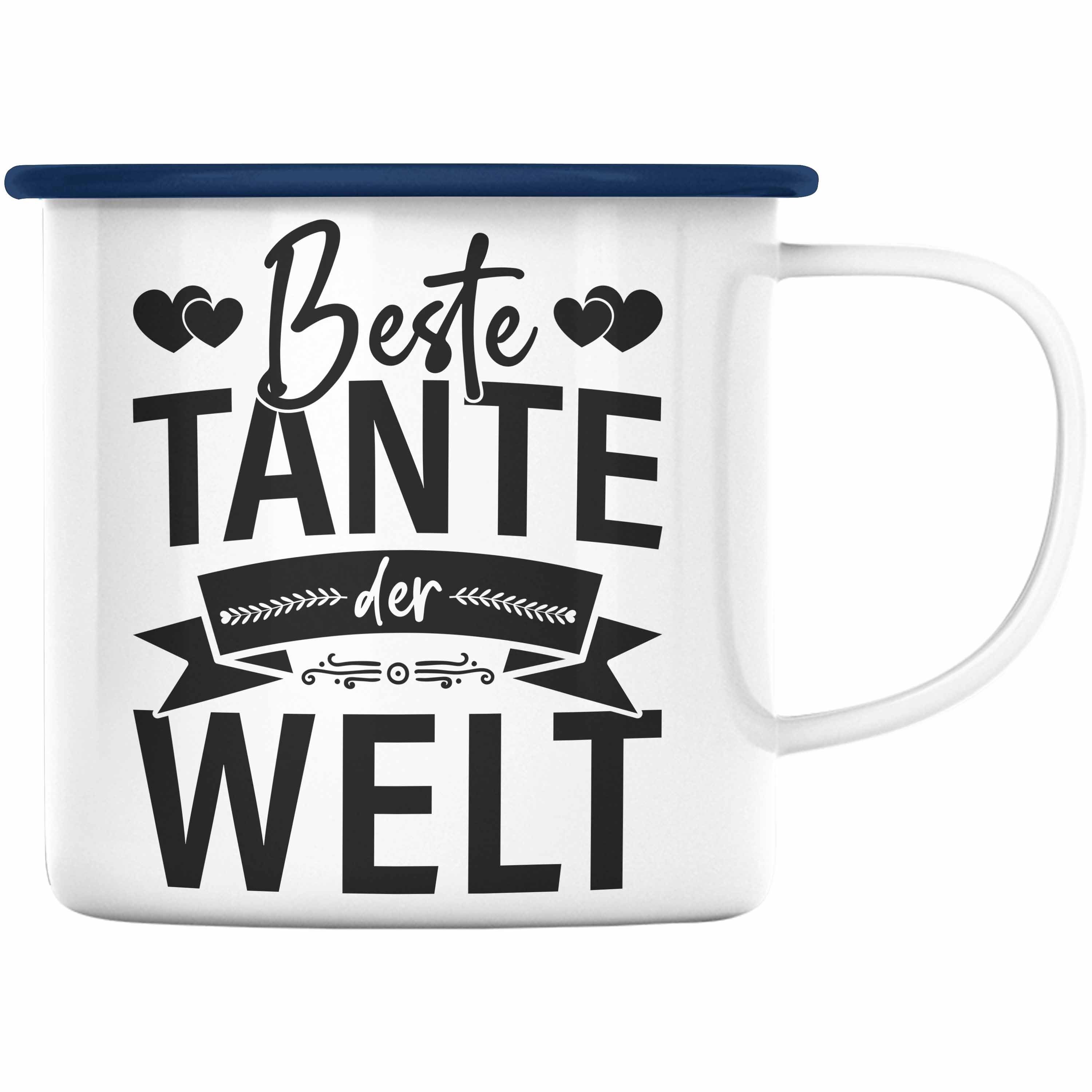 Trendation Thermotasse Trendation - Beste Geschenkidee Tante Lustig Welt Blau Spruch Tasse Der Geschenke Lieblingstante Emaille