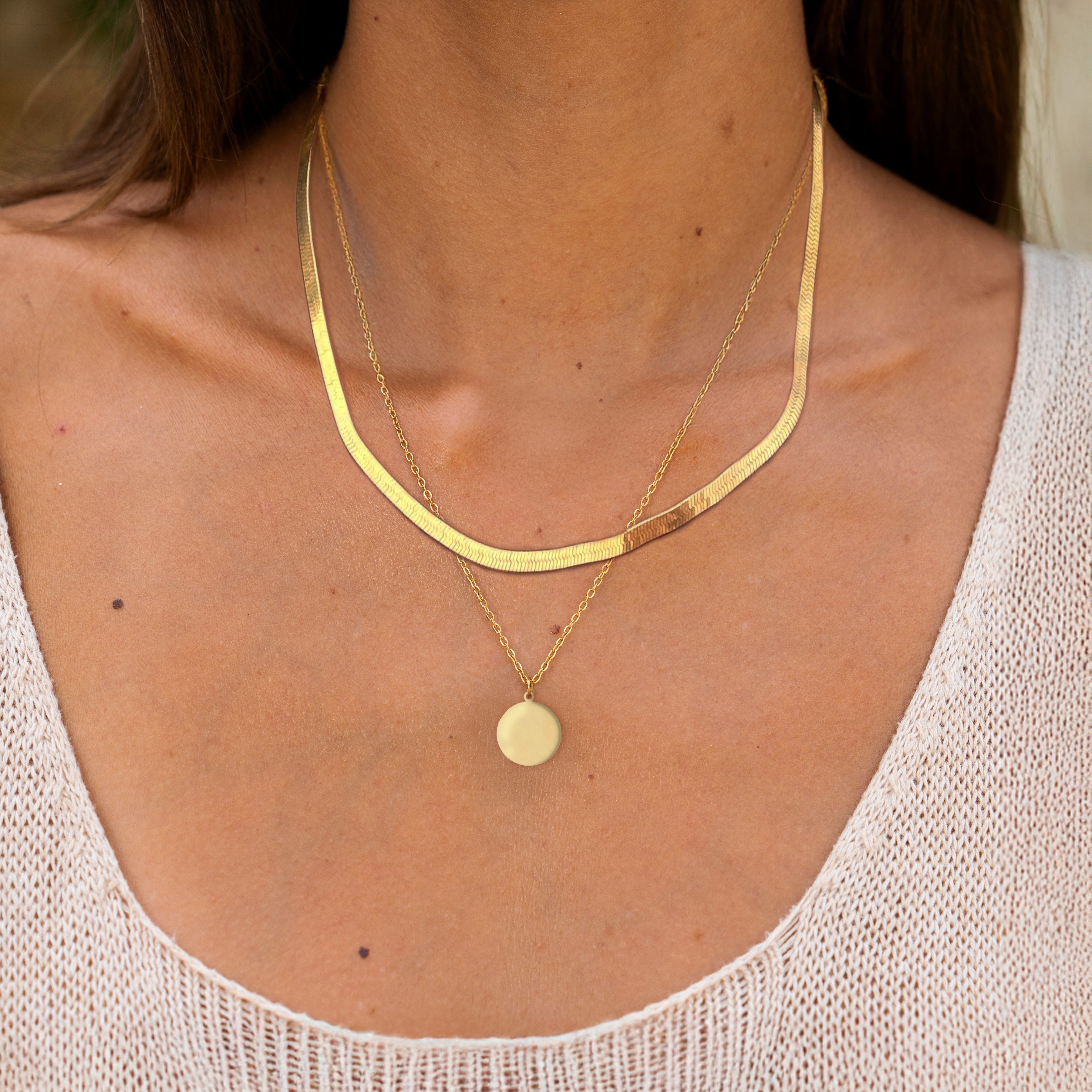 Made by Nami Charm-Ketten-Set Zweireihige Damen Halskette gold mit Anhänger günstig online kaufen