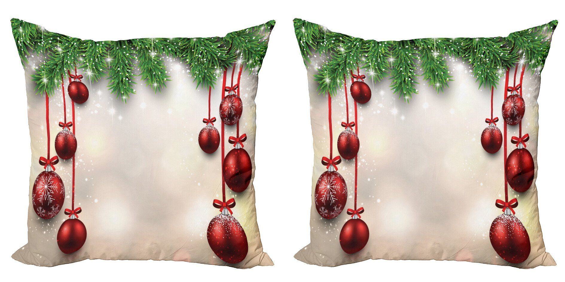 Kissenbezüge Modern Accent Doppelseitiger Digitaldruck, Abakuhaus (2 Stück), Weihnachten Red Ball Ribbons