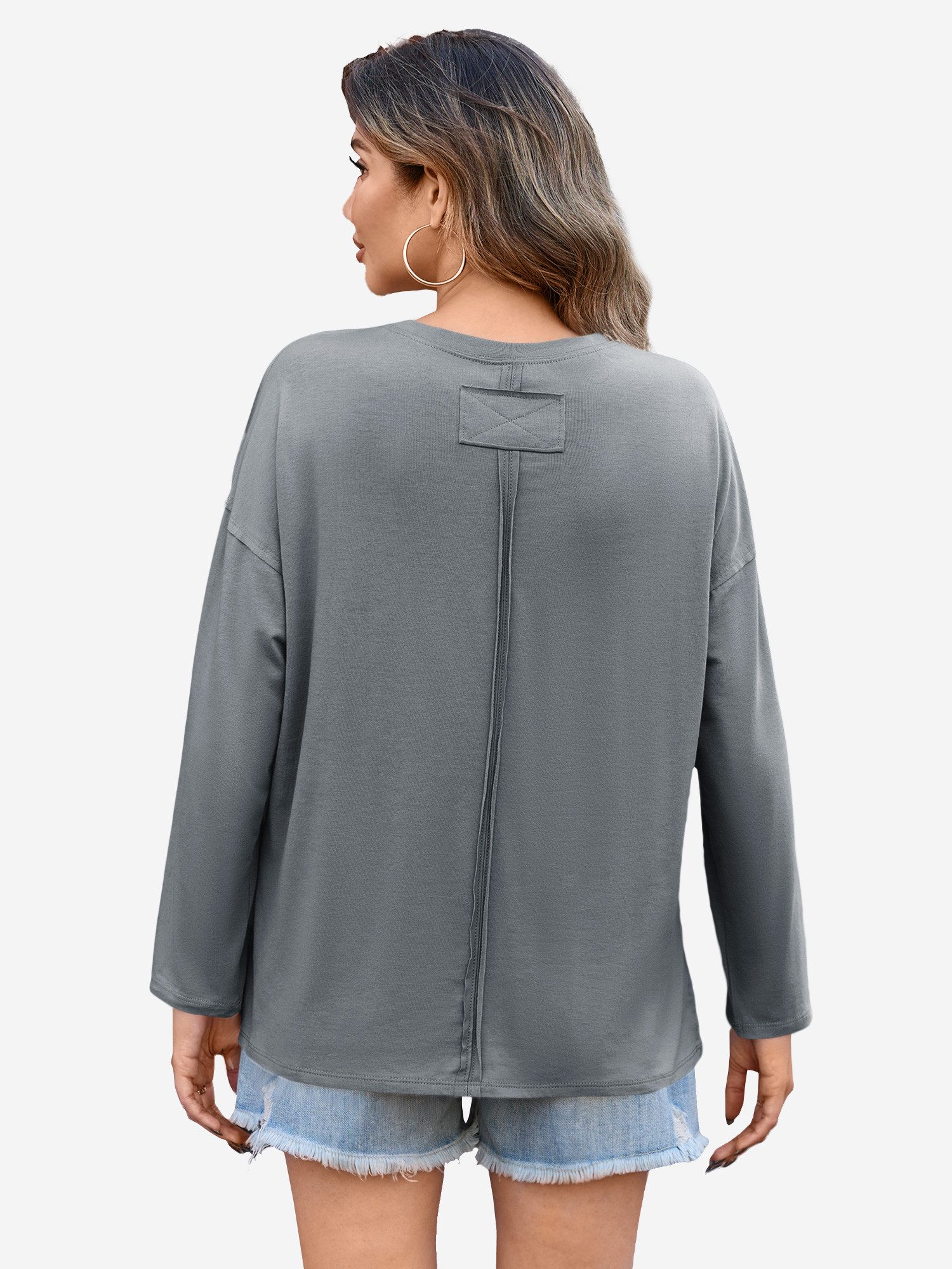 Imily Bela T-Shirt Damen Lockeres Langärmliges Hemd (Packung, 1-tlg., 1per- günstig online kaufen