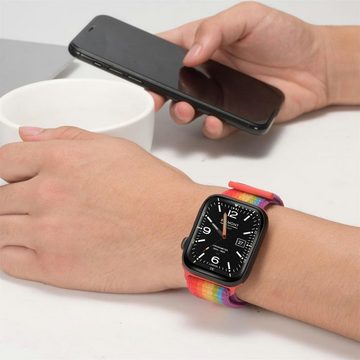CoolGadget Smartwatch-Armband für Apple Watch Serie 7 mit 45mm Gehäuse, Stoff Uhren Nylon Band Ersatz mit Klettverschluss