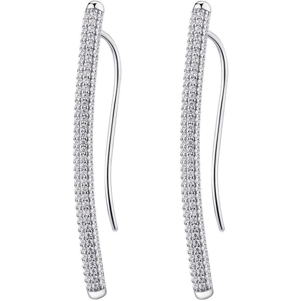 Rosato Ohrring-Set Long silver earrings with zircons Bianca RZBI25