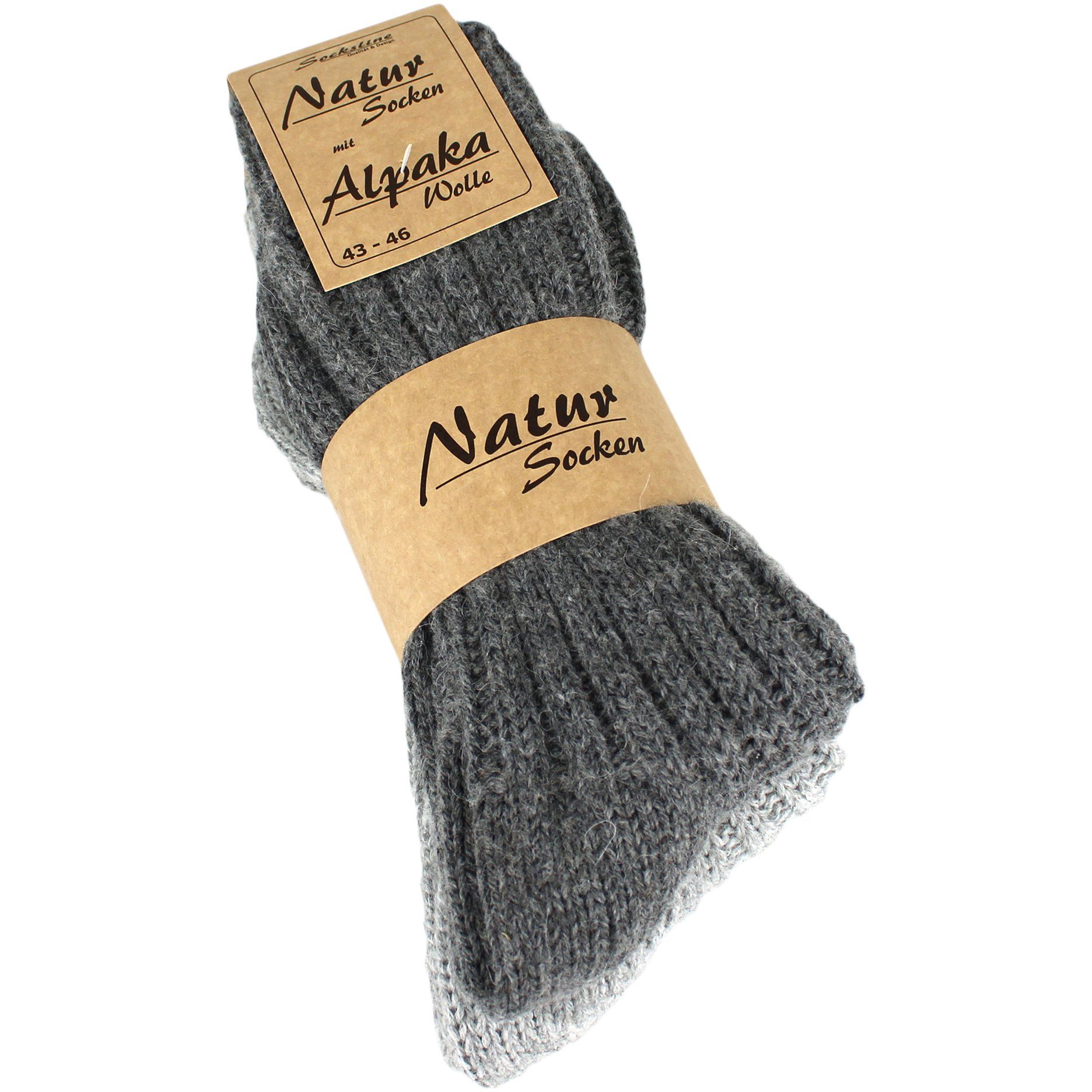 Wörleonline Thermosocken Alpaka Socken (Set, 2-Paar) Wintersocken für Damen und Herren, Wollsocken, ideal für den Winter grau/anthrazit