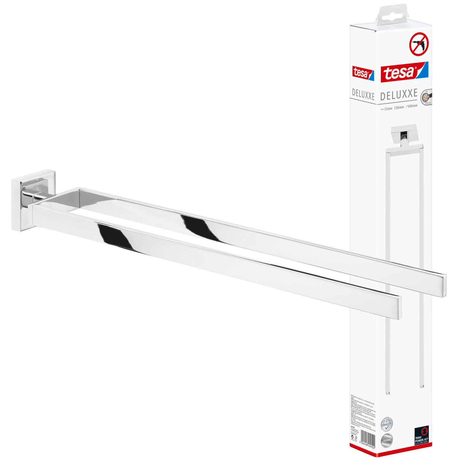 tesa Doppelhandtuchhalter DELUXXE Handtuchhalter ohne Bohren - 5,0 cm : 7,2 günstig online kaufen