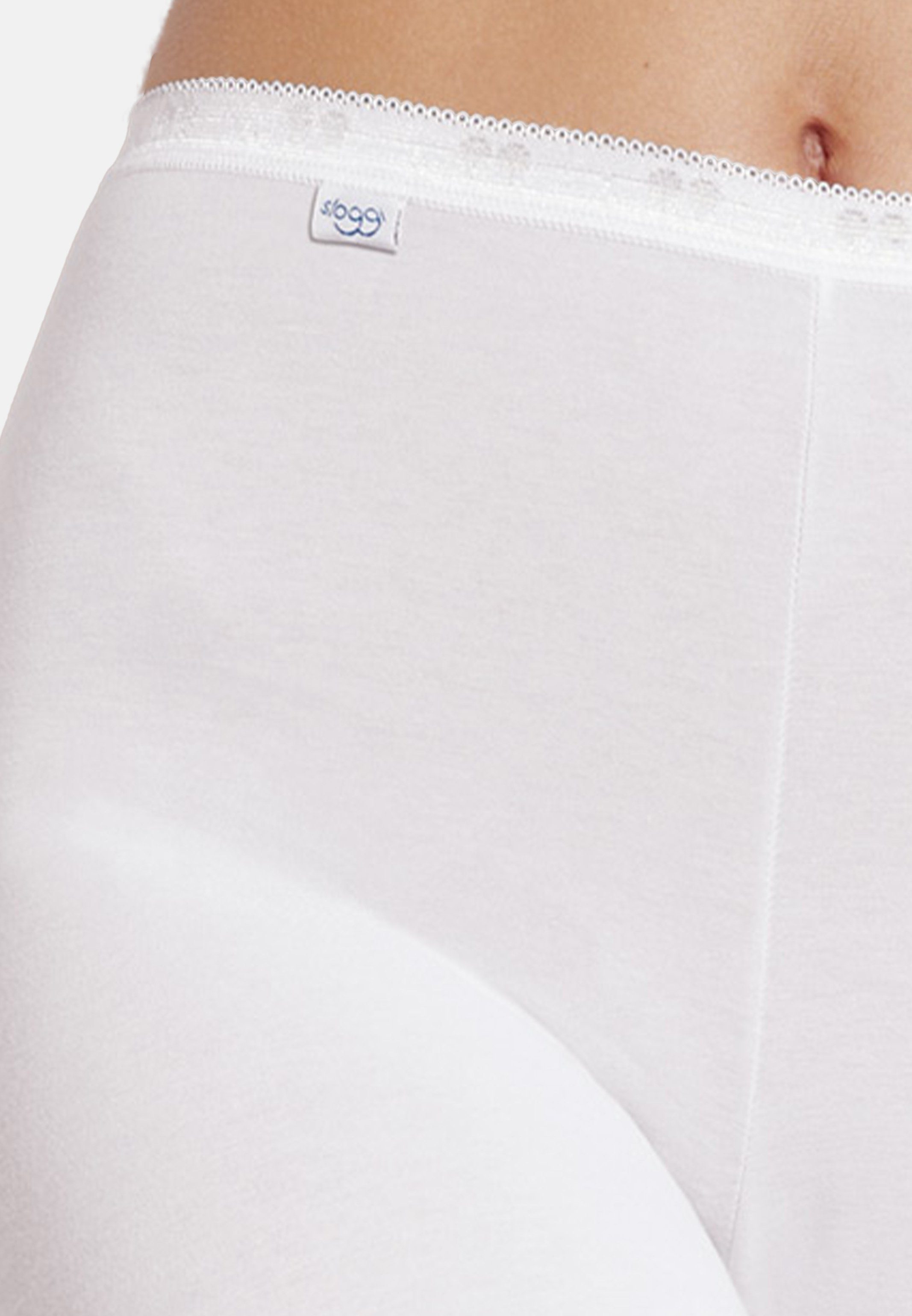 (Spar-Set, 3er Basic+ Nähten Pack Long Unterhose mit Slip Longshort Lange weichen 3-St) Weiß - - Baumwolle Sloggi