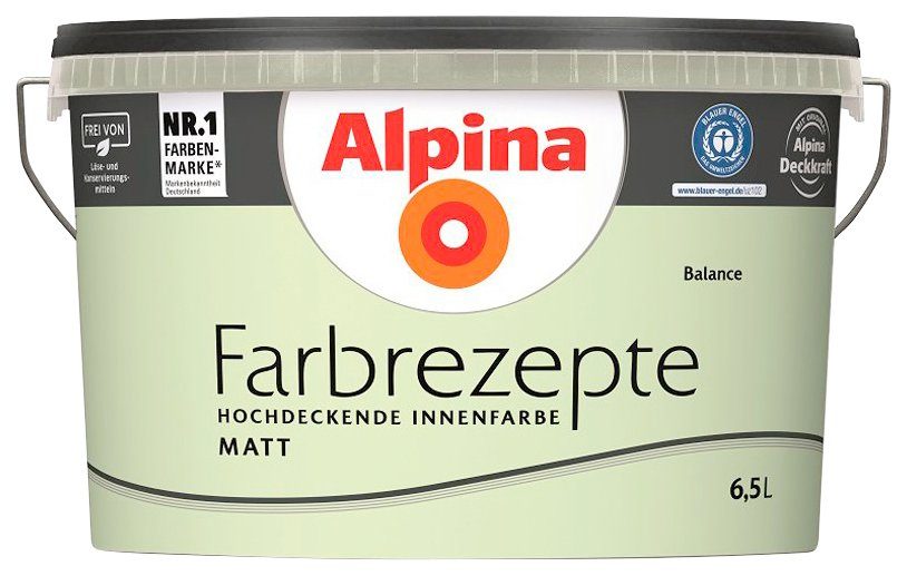 Alpina Wand- und Farbrezepte Liter 6,5 matt, Helles Balance, Deckenfarbe Grün