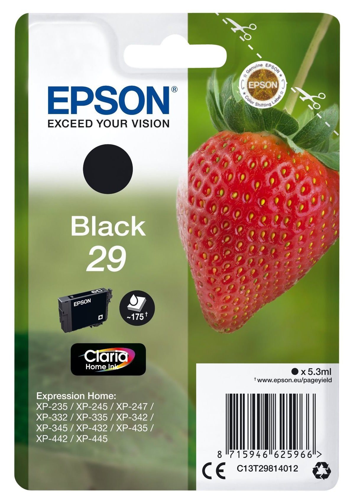Epson Original Epson 29 Black (C13T29814012) Tintenpatrone