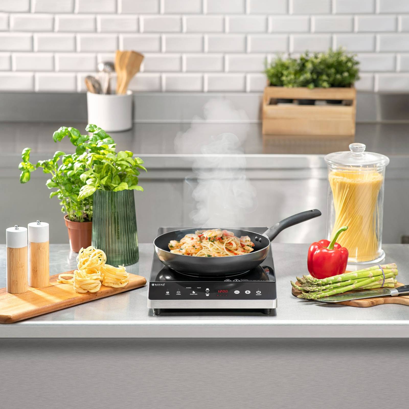 Royal Catering Induktions-Kochfeld RCIC-1800P6, Induktionsplatte Induktionskochplatte Induktionskocher 2 x ⌀ 22 cm – Bild 3 von 5