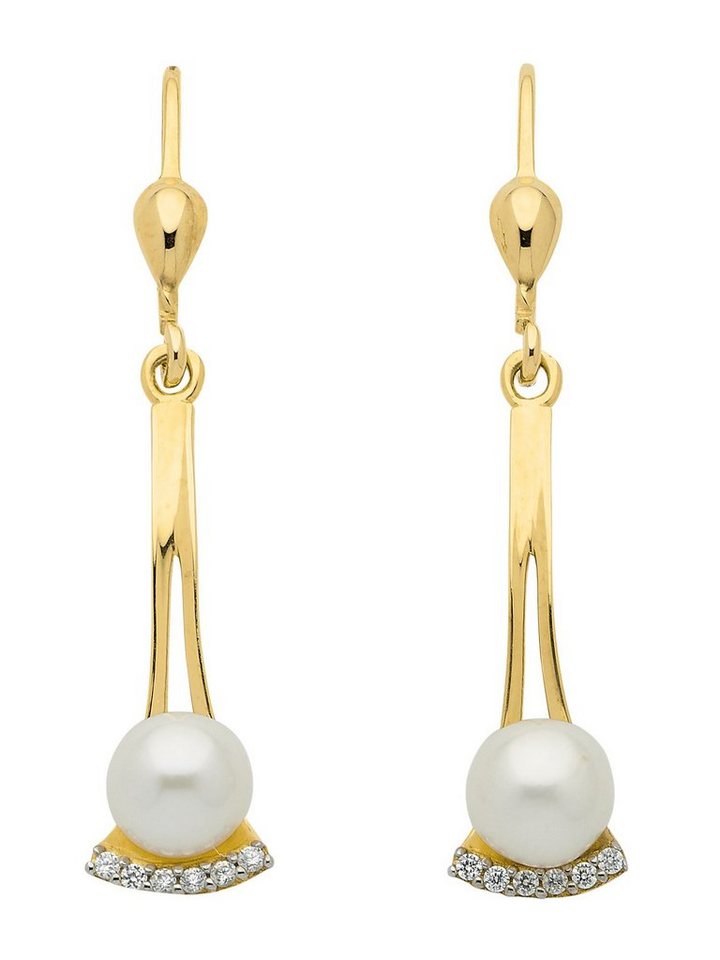 Adelia´s Paar Ohrhänger 333 Gold Ohrringe Ohrhänger, mit Zirkonia  Goldschmuck für Damen, Maße - Höhe 21,8 mm