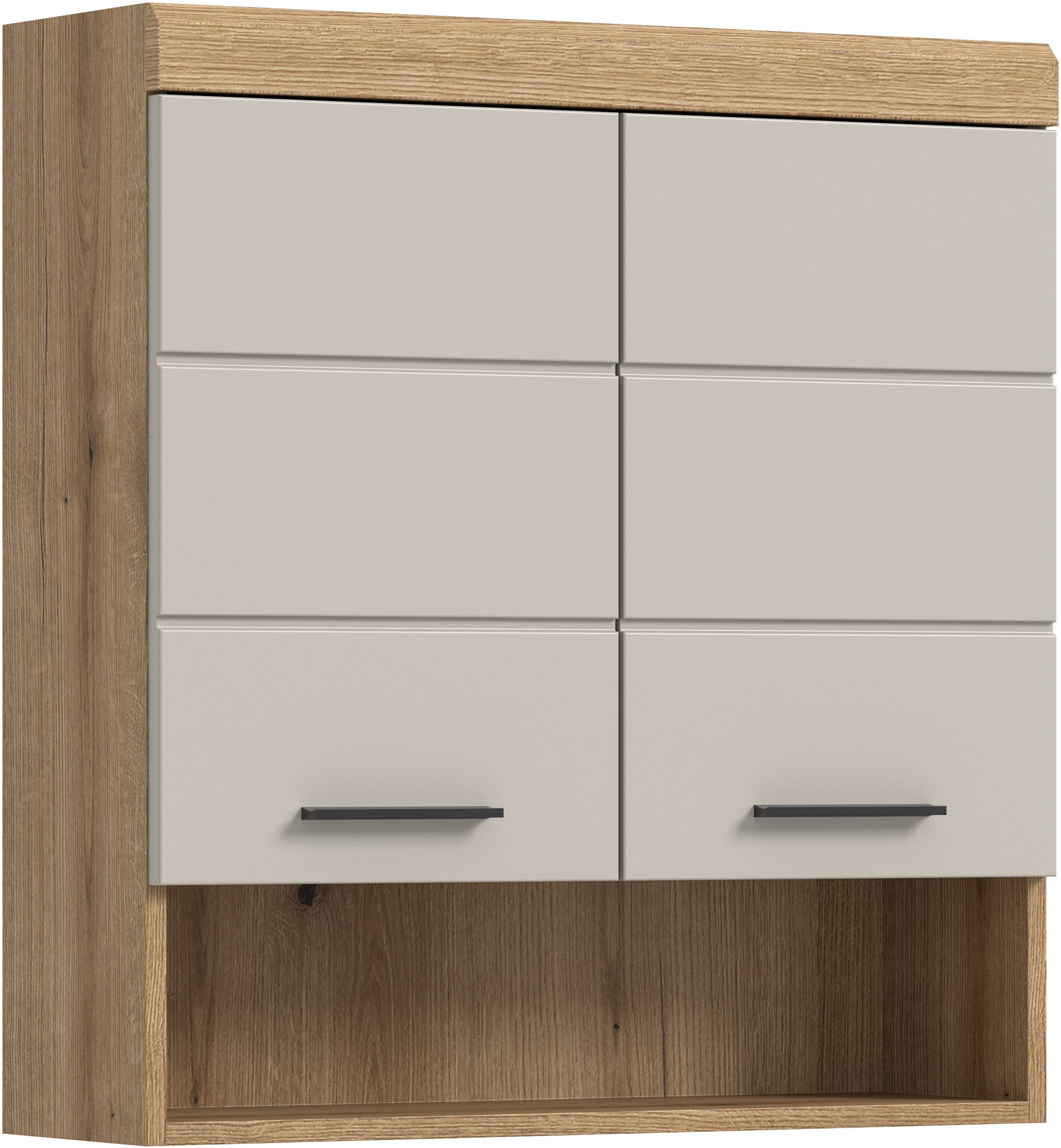 welltime Hängeschrank SIENA, Breite 74cm, 2 Türen, 1 offenes Fächer, MDF-Front (TOPSELLER) in verschiedenen Farben erhältlich, Badmöbel, Badschrank, Schrank, Bad