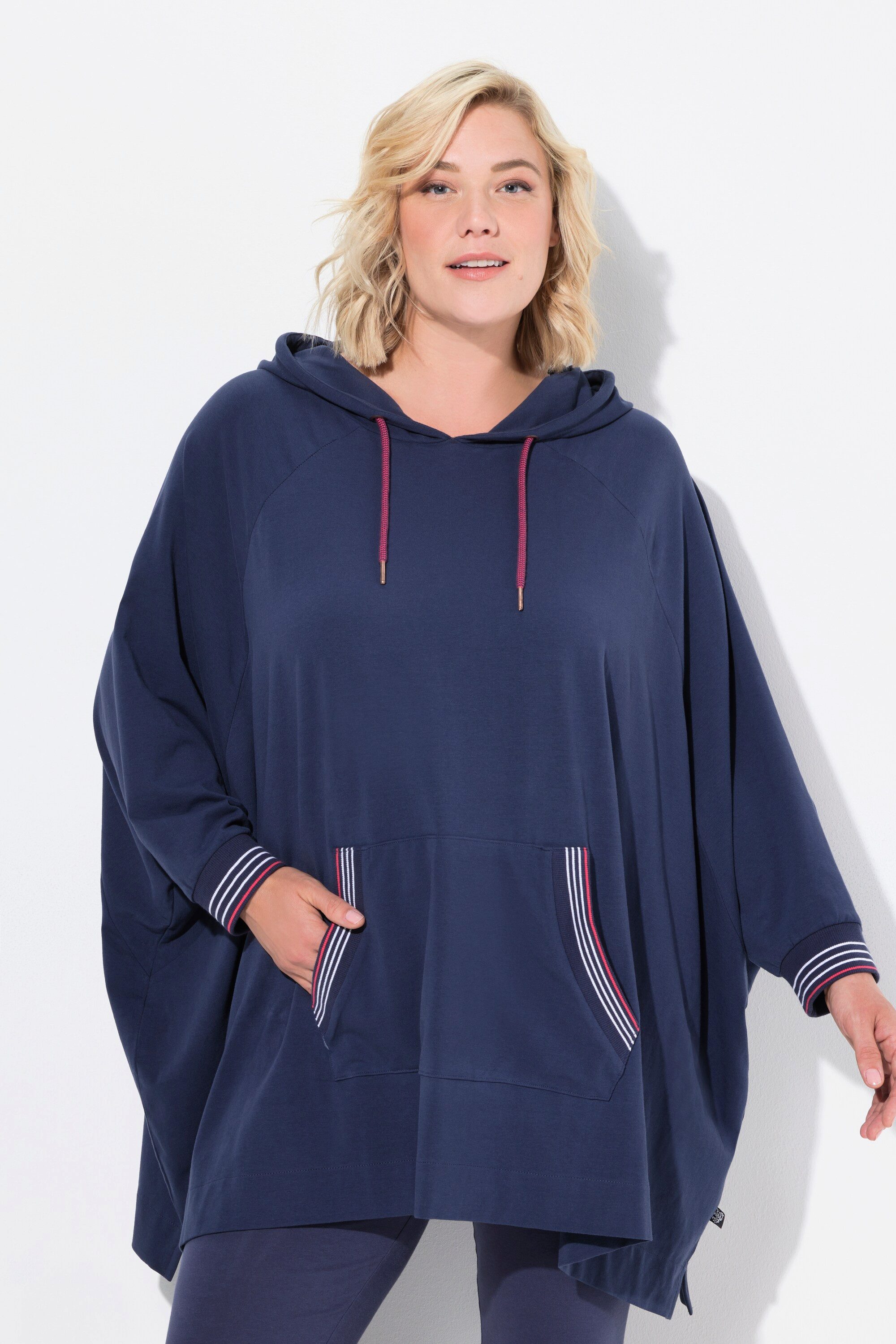 Ulla Popken Sweatjacke Loungwear-Poncho oversized Kapuze Langarm