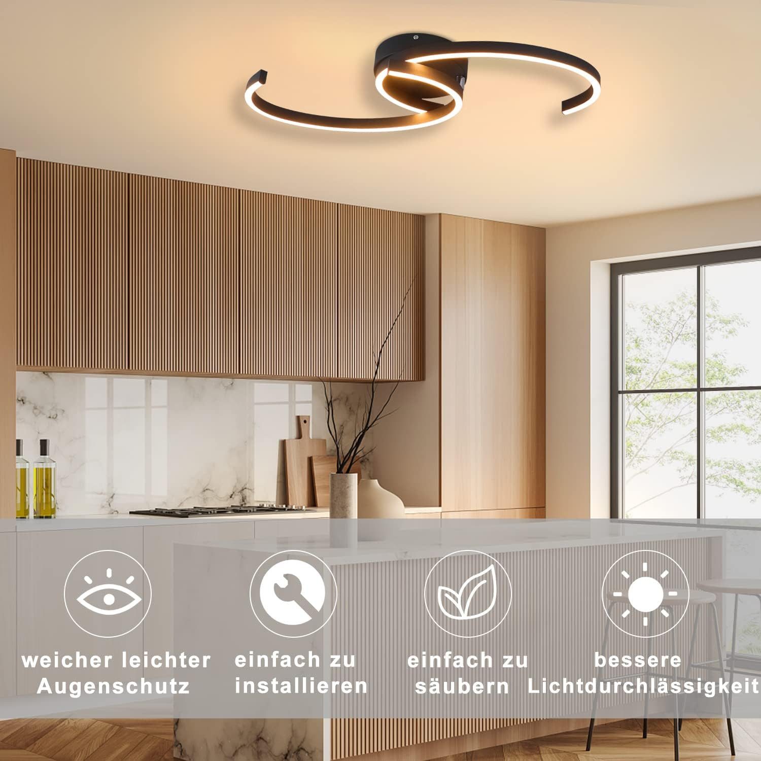 Nettlife Deckenleuchten Weiß Wohnzimmer Lampe 25W 3000K, LED fest integrier günstig online kaufen