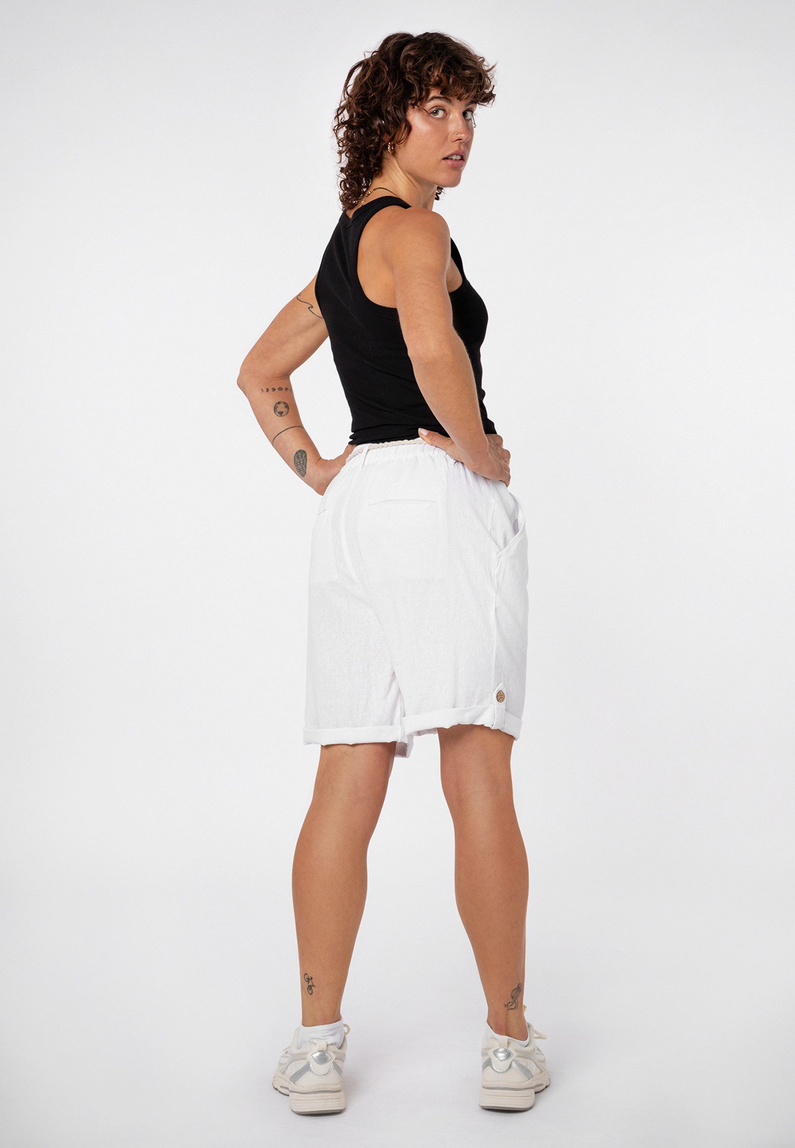 Eight2Nine Bermudas Damen Bermuda-Shorts mit Kordel Kurze Leinen-Viskose Shorts mit dekorativer Kordel, Seitentaschen