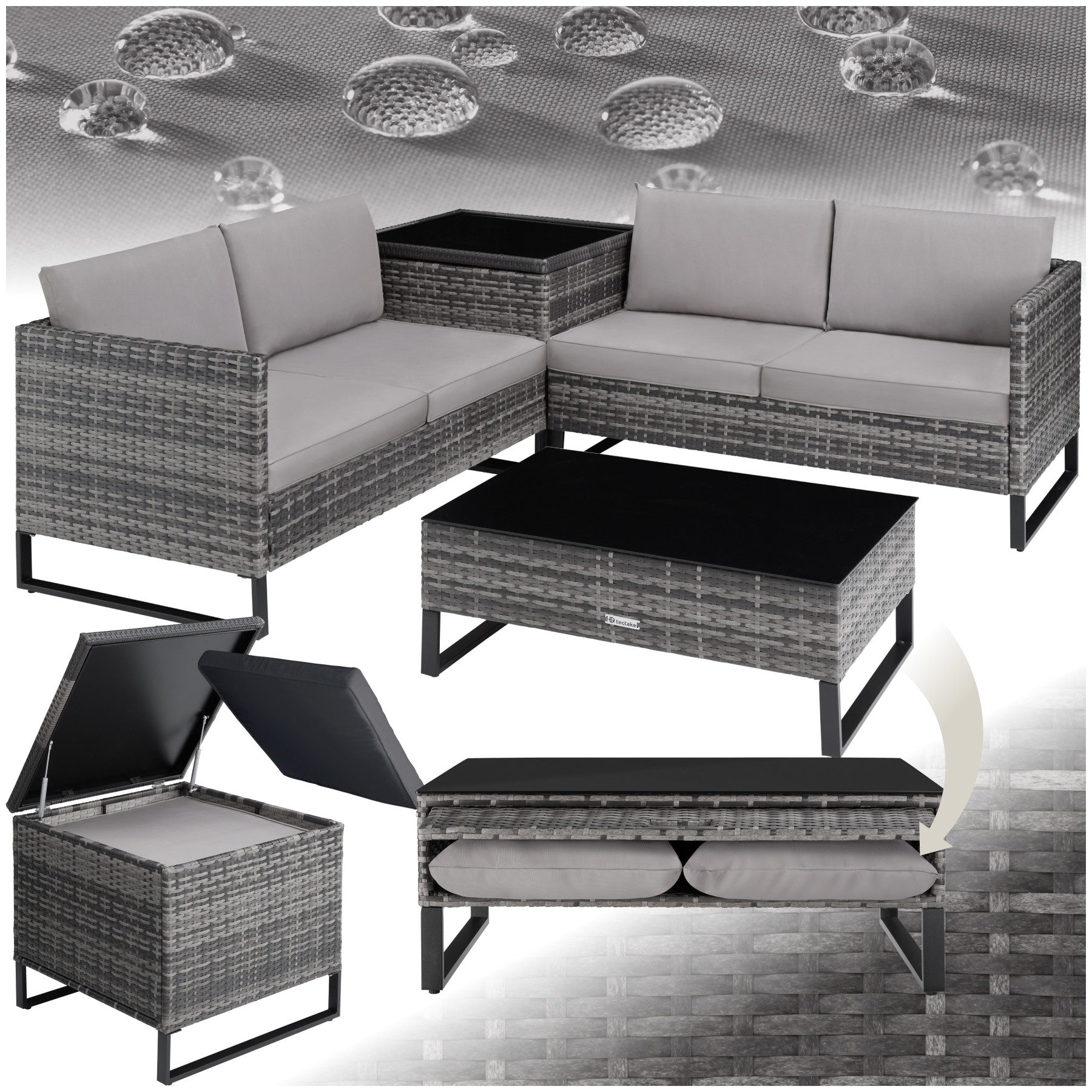tectake Loungeset Rattan Lounge, (Set., 4-tlg), günstig online kaufen