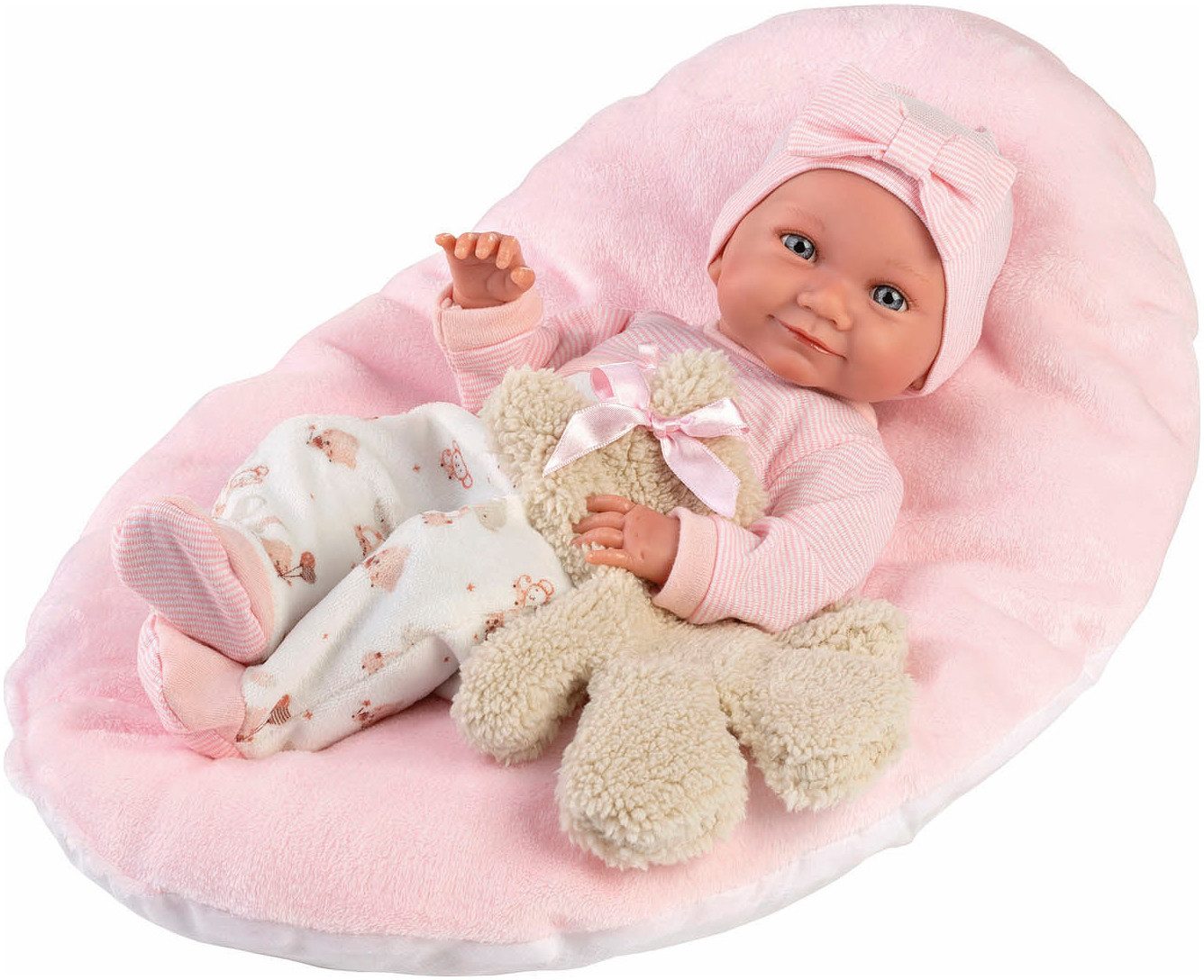 Babypuppe Nica mit Kissen, rosa, 40cm