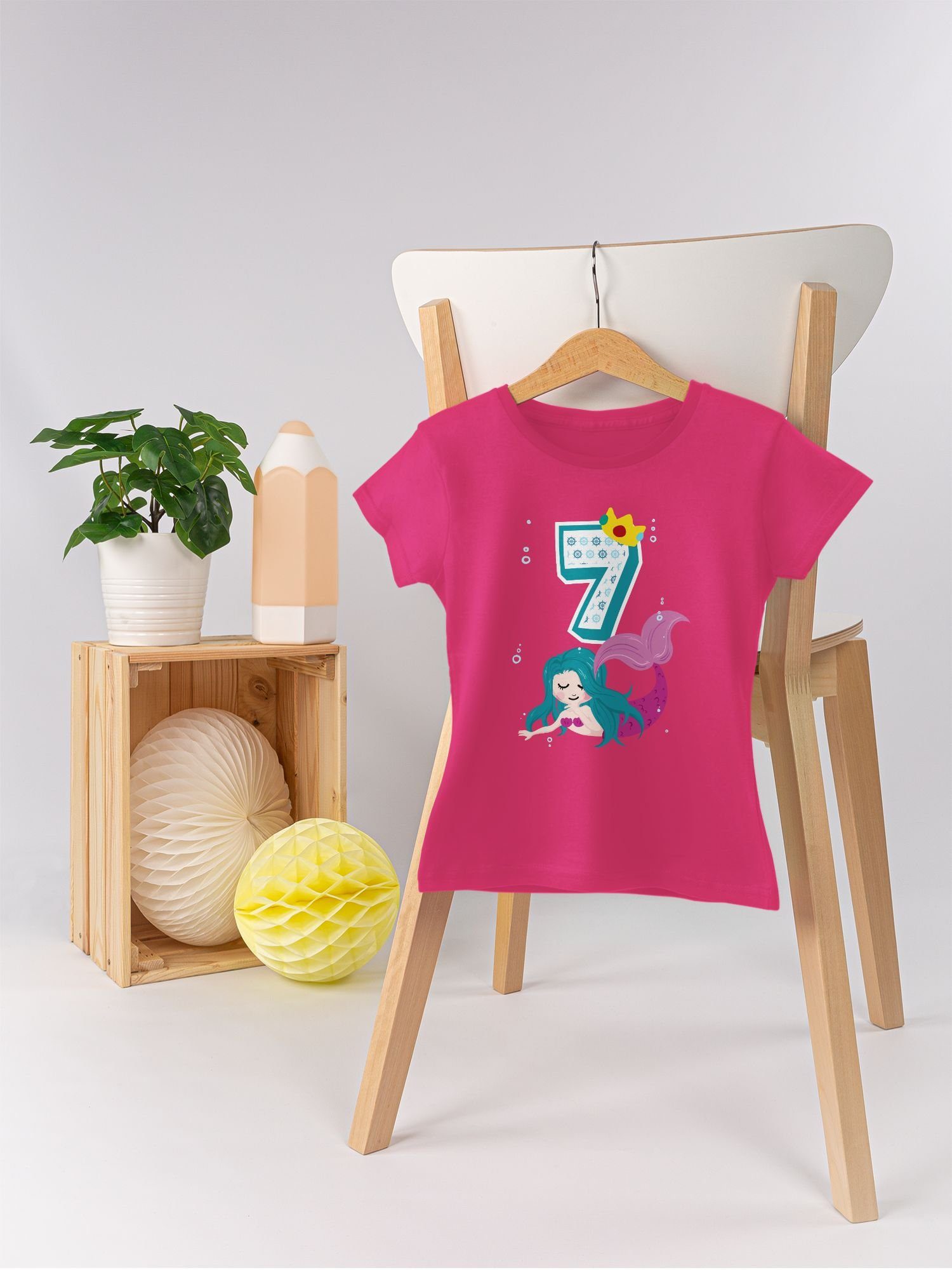 Meerjungfrau Shirtracer Geburtstag 1 Siebter 7. Fuchsia T-Shirt