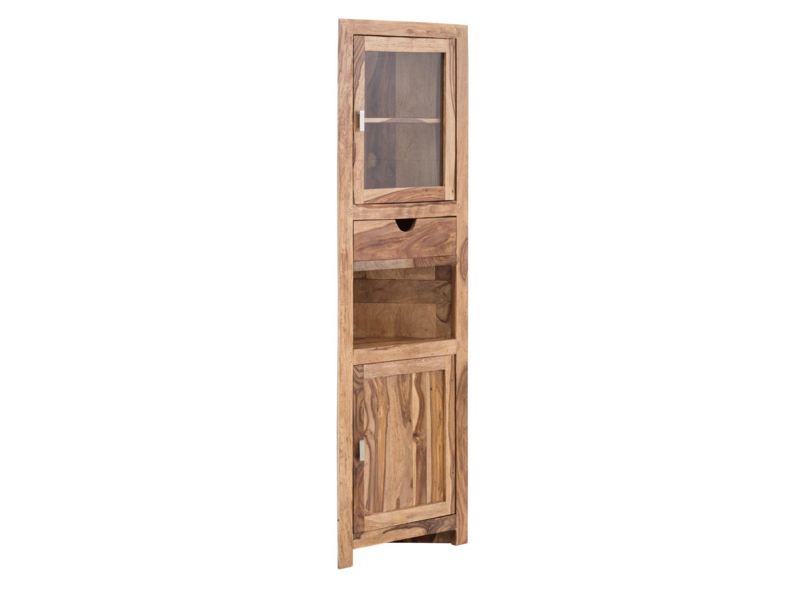 massivum Eckschrank Laros Akazie Hochschrank Badezimmer Massivholz