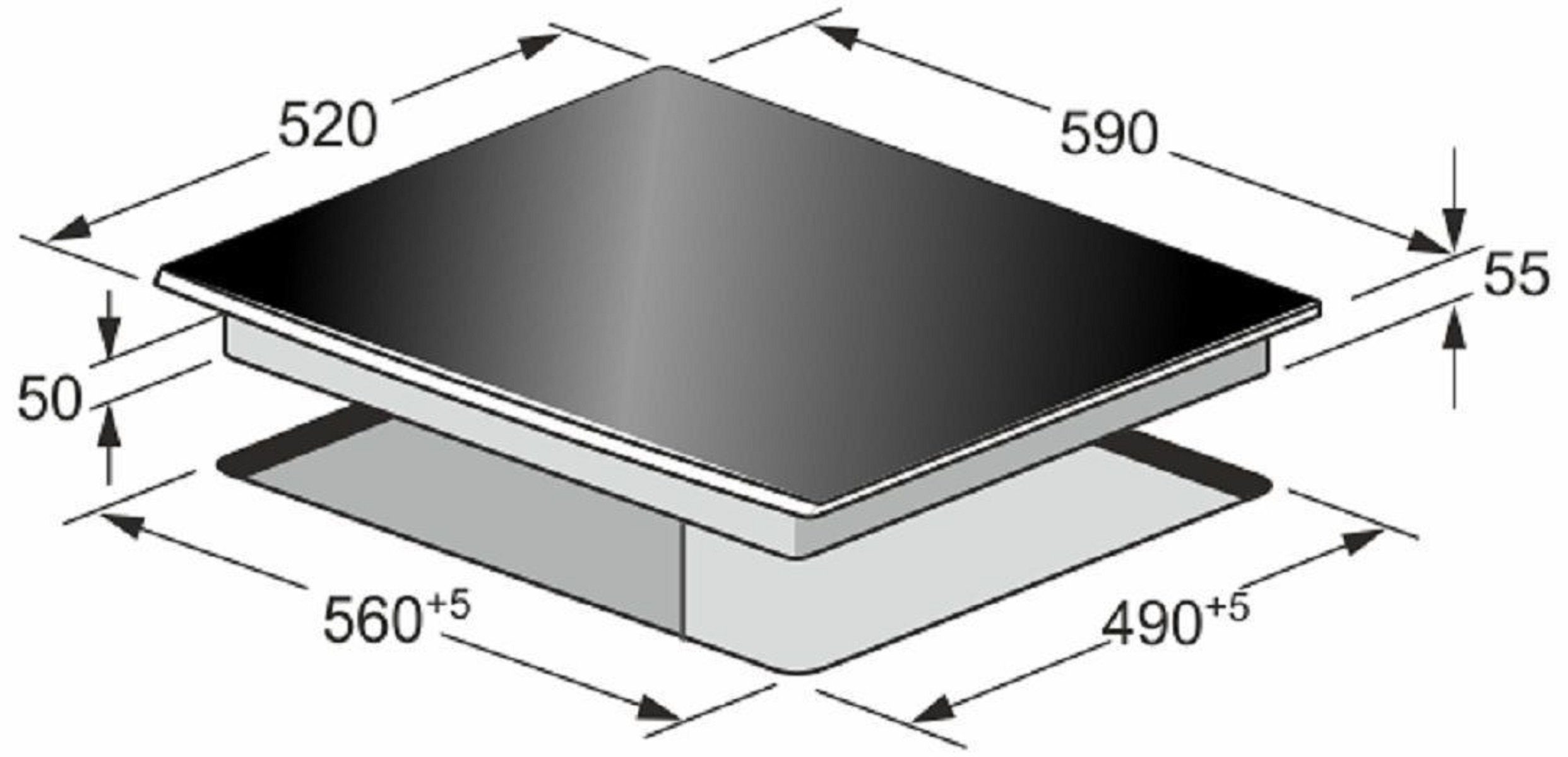 Kaiser Küchengeräte Induktions-Kochfeld, Design des Gusseisen-Kochfeldes, Einbau Herd, 4 Kochzonen