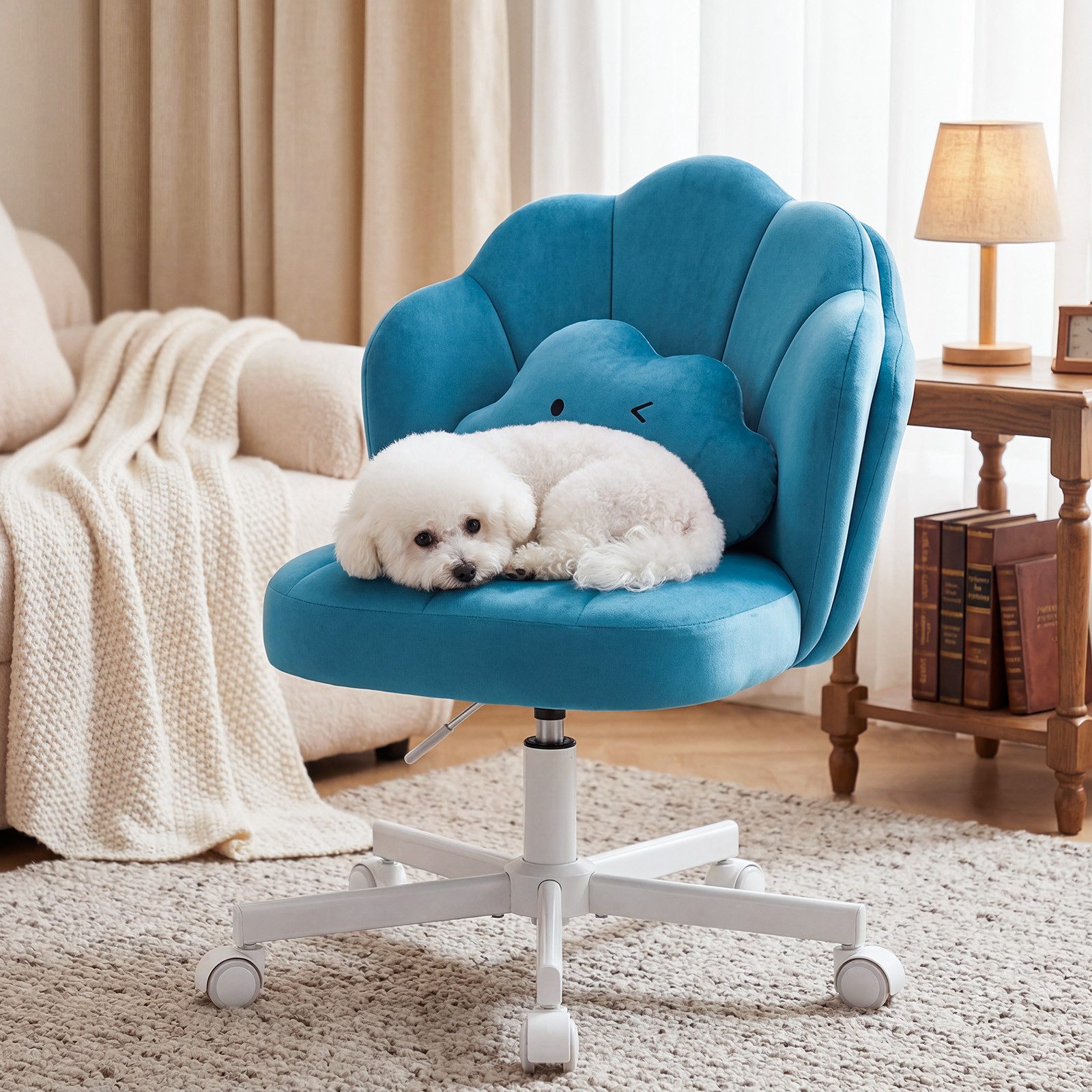 COMHOMA Bürostuhl Schminkstuhl Homeoffice Stuhl, Schreibtischstuhl Drehstuhl mit Rrollen, höhenverstellbar,für Schminktisch,Arbeitszimmer, Schlafzimmer,150kg