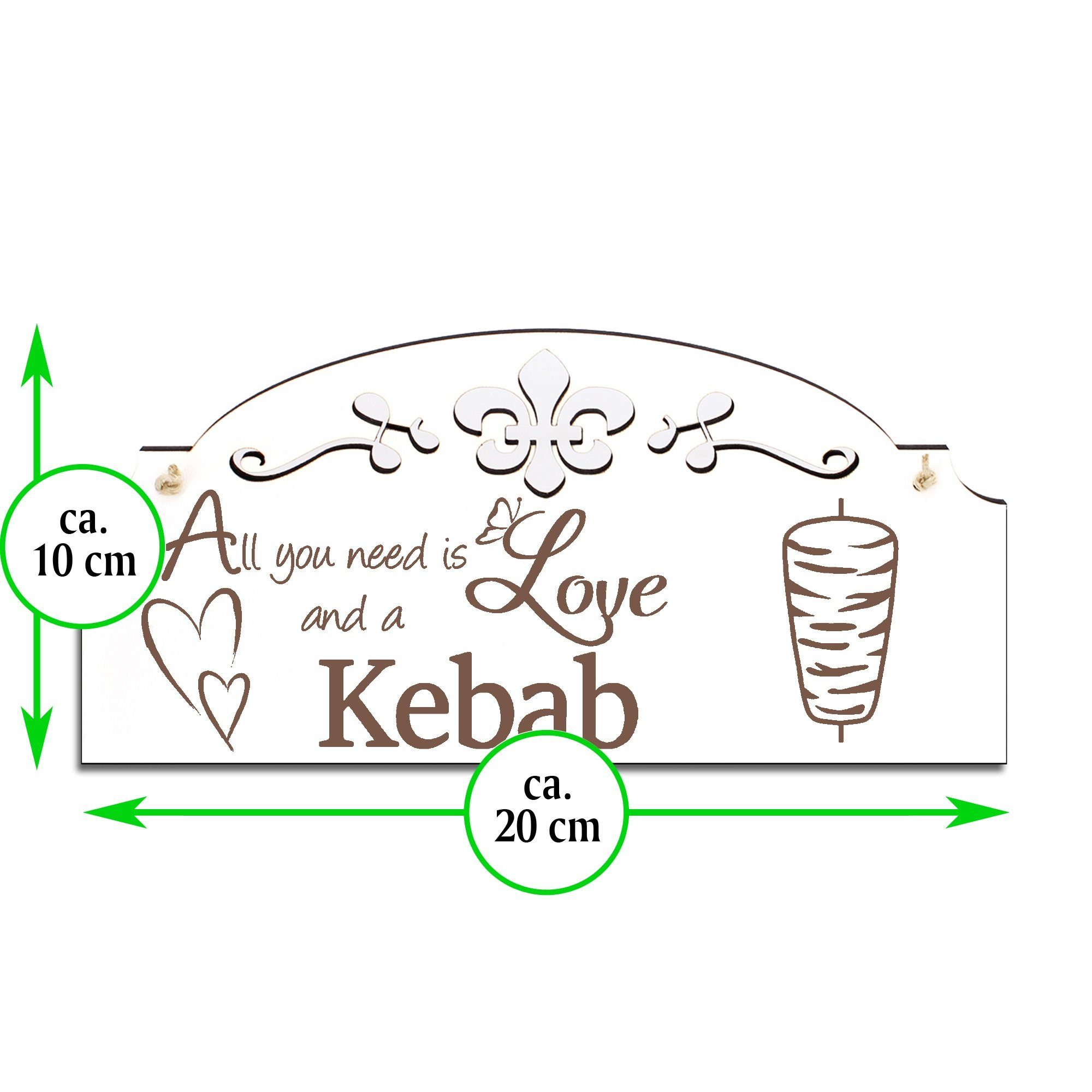 Love you is Döner 20x10cm Hängedekoration Kebab need Dekolando Deko All