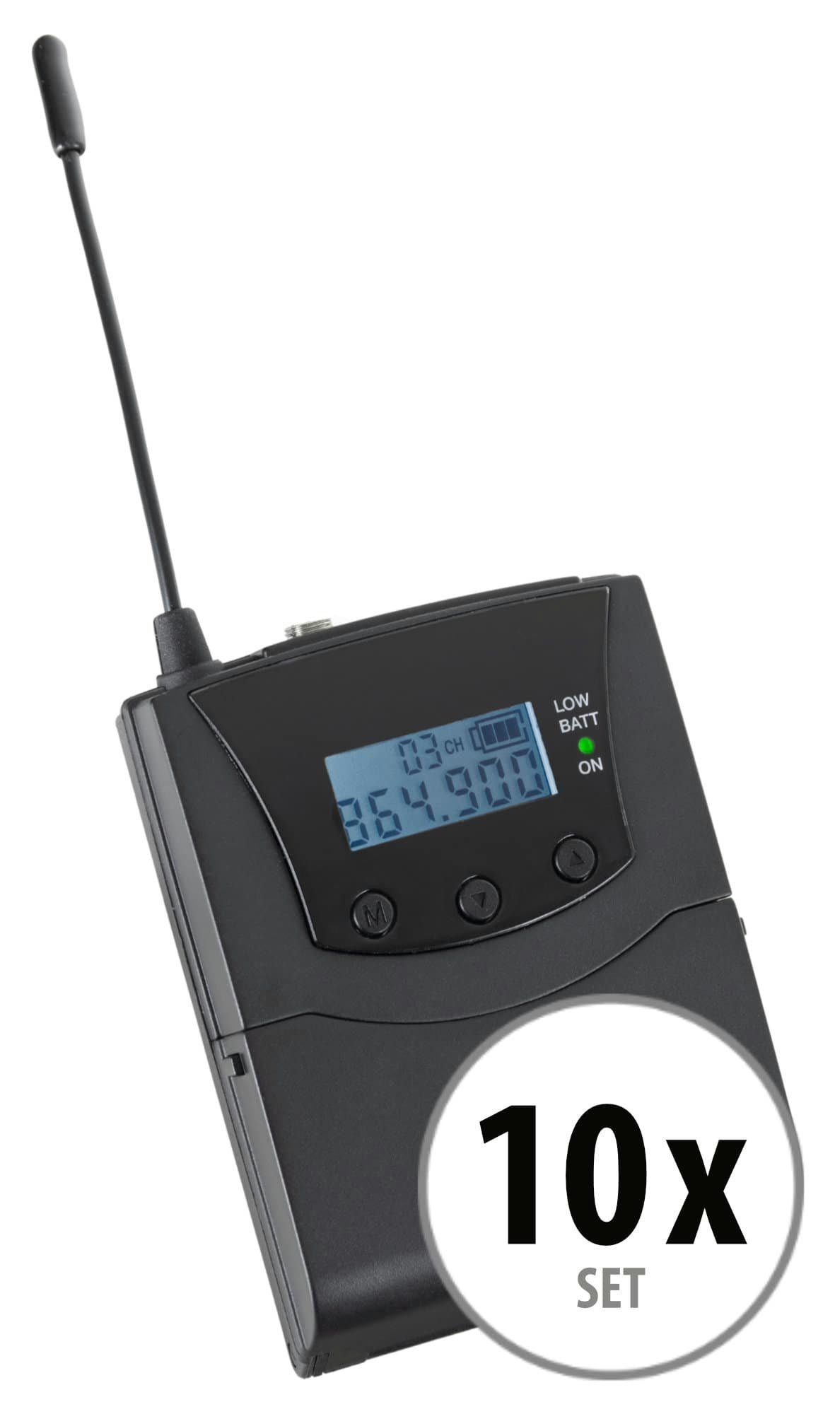 Beatfoxx Silent Guide V2 SDR-BP30 Bodypack-Receiver Funk-Kopfhörer (Stereo Funk-Empfänger mit 3 empfangbare Kanäle, UHF-Technik, zur Verwendung mit jedem handelsüblichen Kopfhörer)