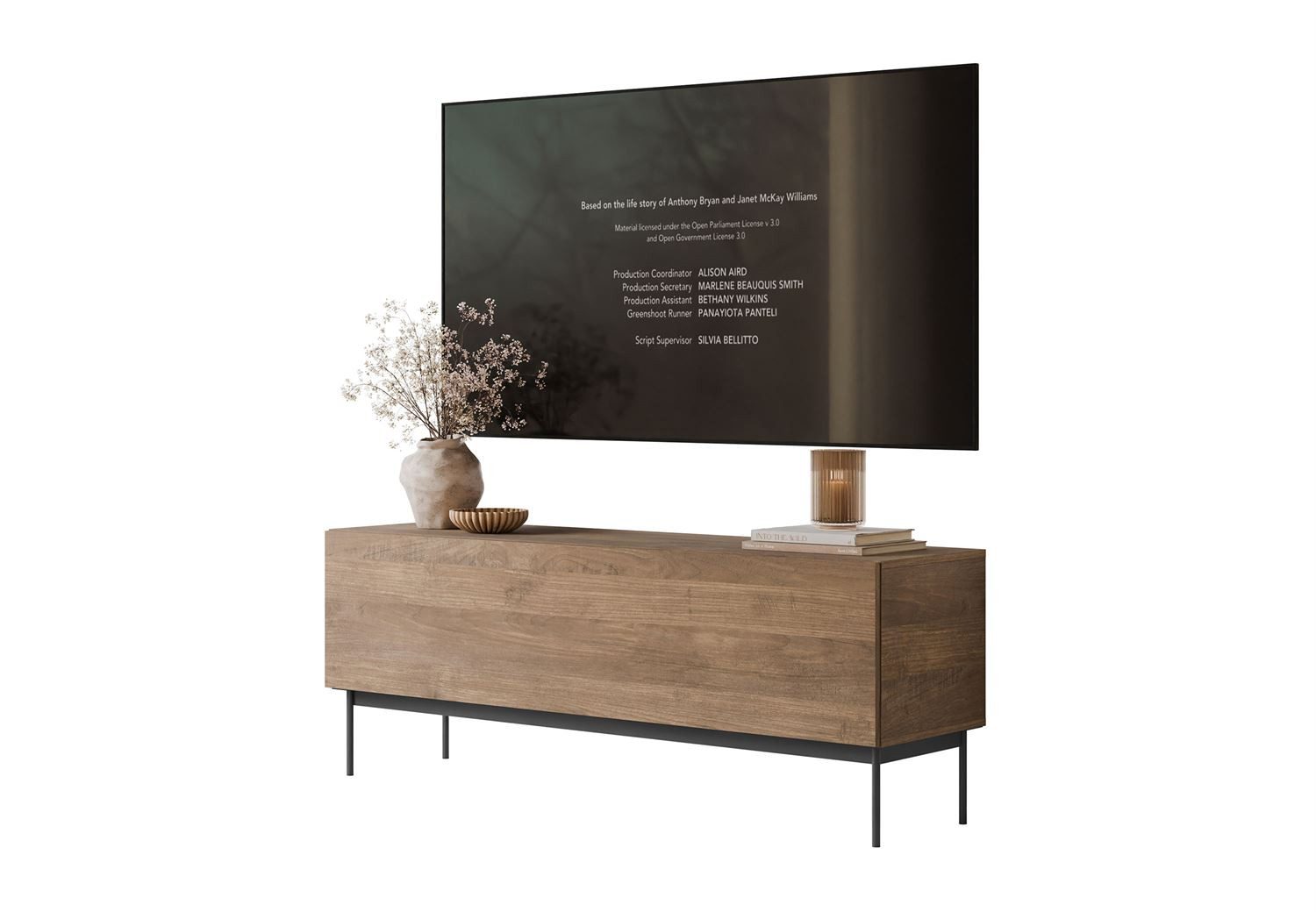 Lookway TV-Schrank COLGANTE in Nussbaum, 150 cm, auf Gestell (1x TV- Schrank) 150x40x56 cm