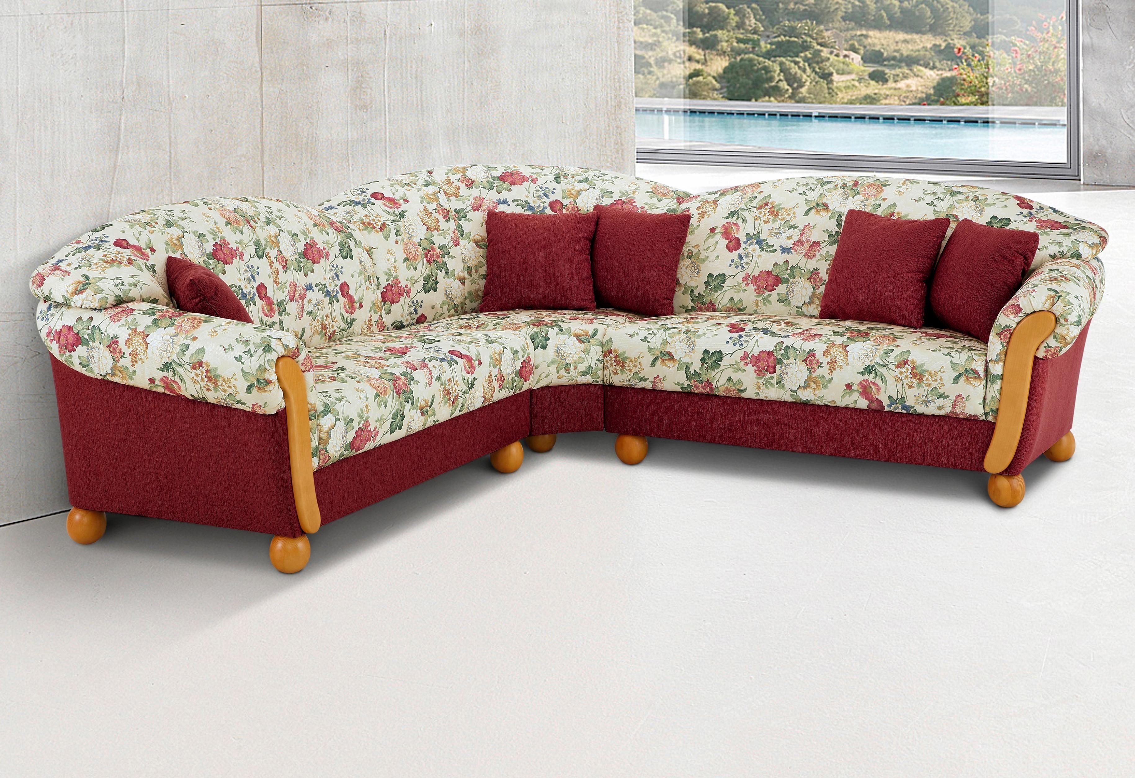 Home affaire Ecksofa Milano, bequem mit Federkern, B/T/H 233/233/83cm, Landhausstil, L-Form, gleichschenklig