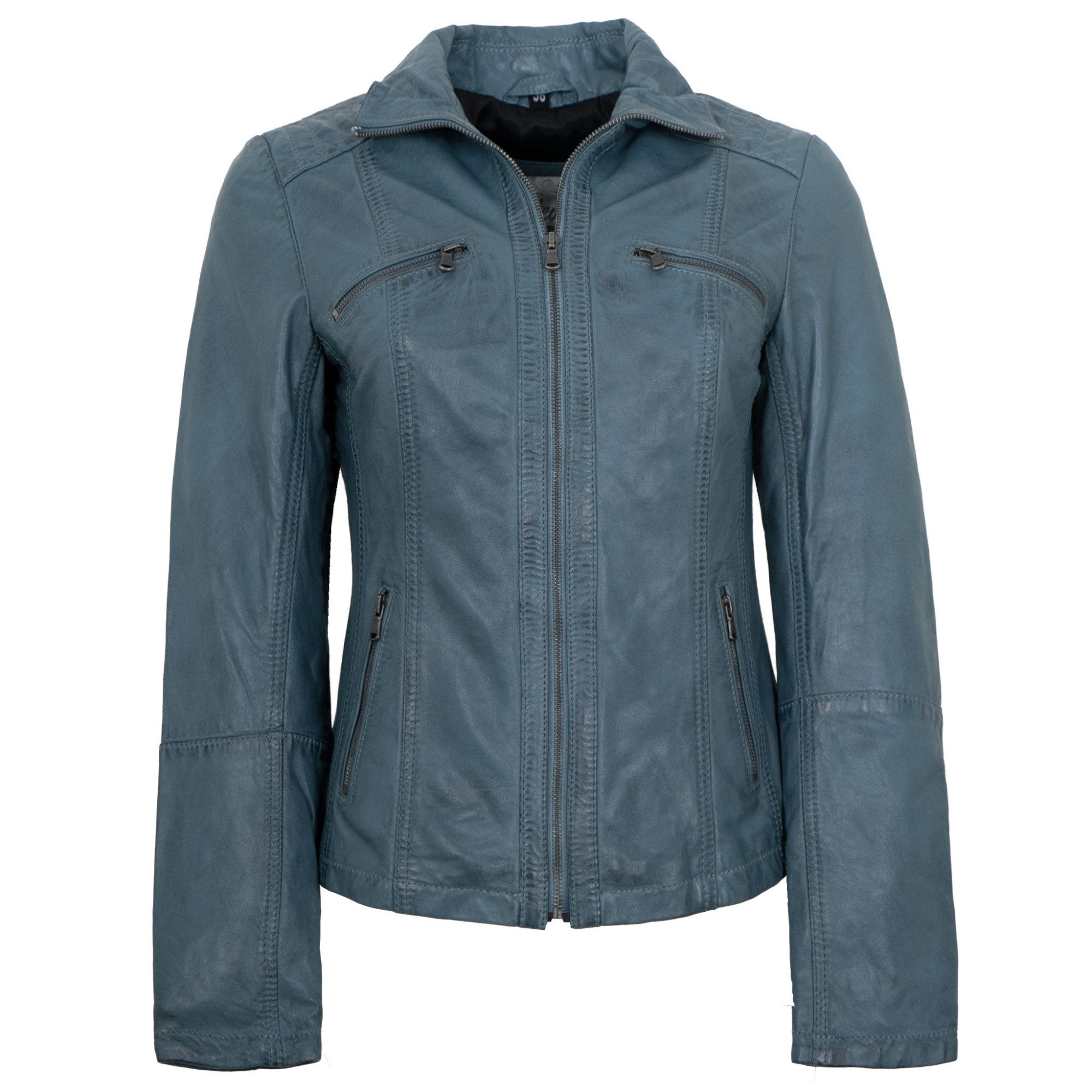 7eleven Lederjacke Vinca 7eleven - Damen Lederjacke Lammnappa hellblau