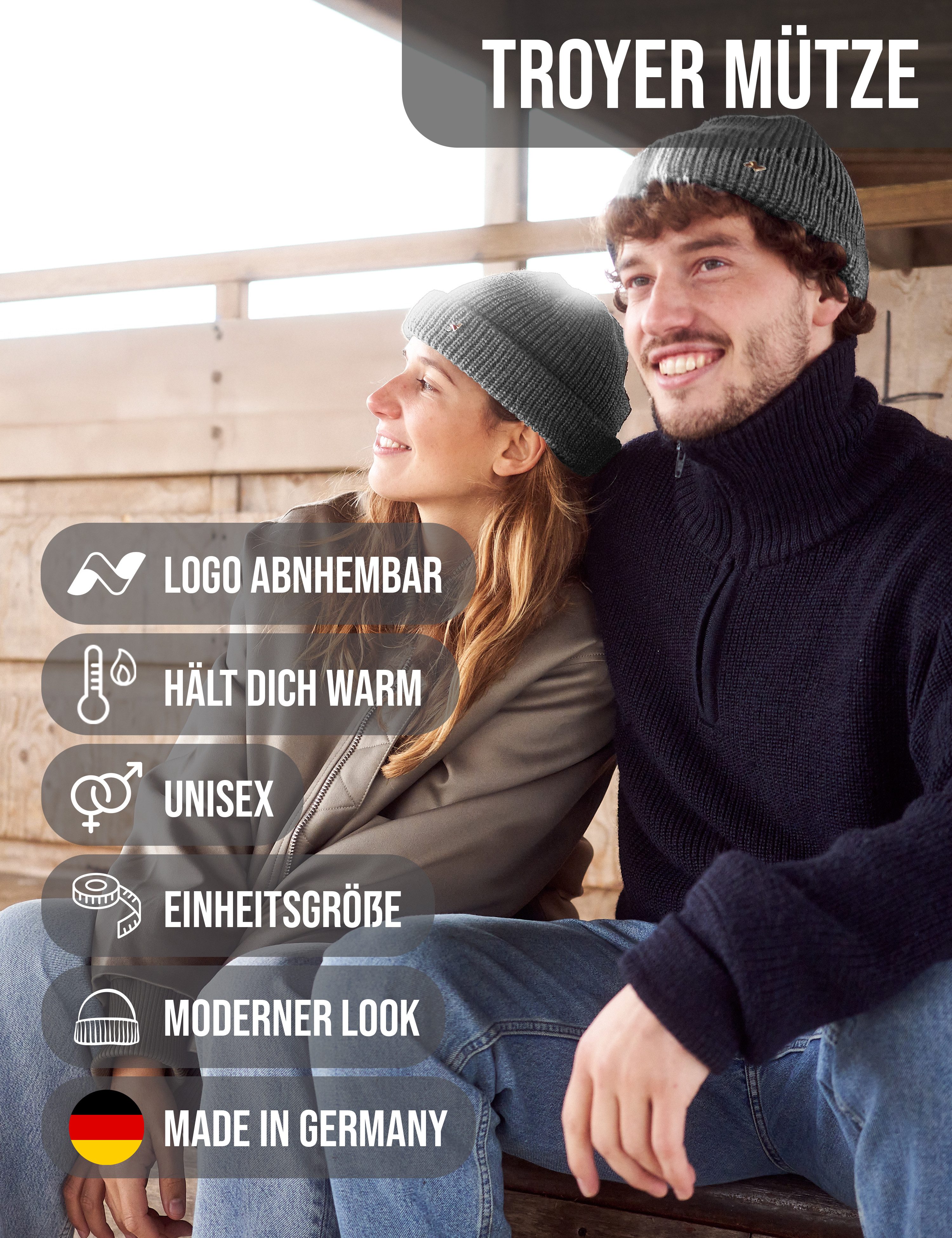 NYTTED® Strickmütze - kurze Costeau Mütze- 100% Wolle - Made in Germany - UNISEX