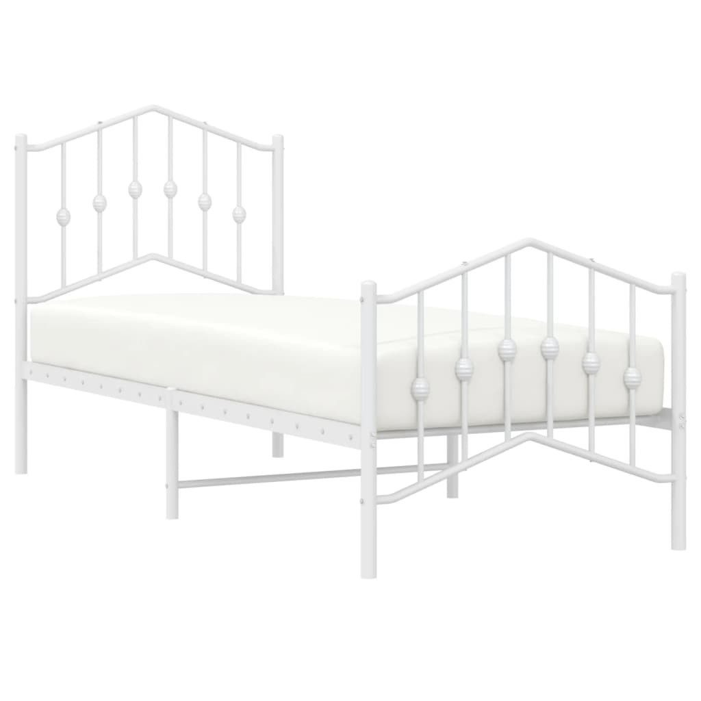 vidaXL Bett Bettgestell mit Kopf- und Fußteil Metall Weiß 75x190 cm günstig online kaufen