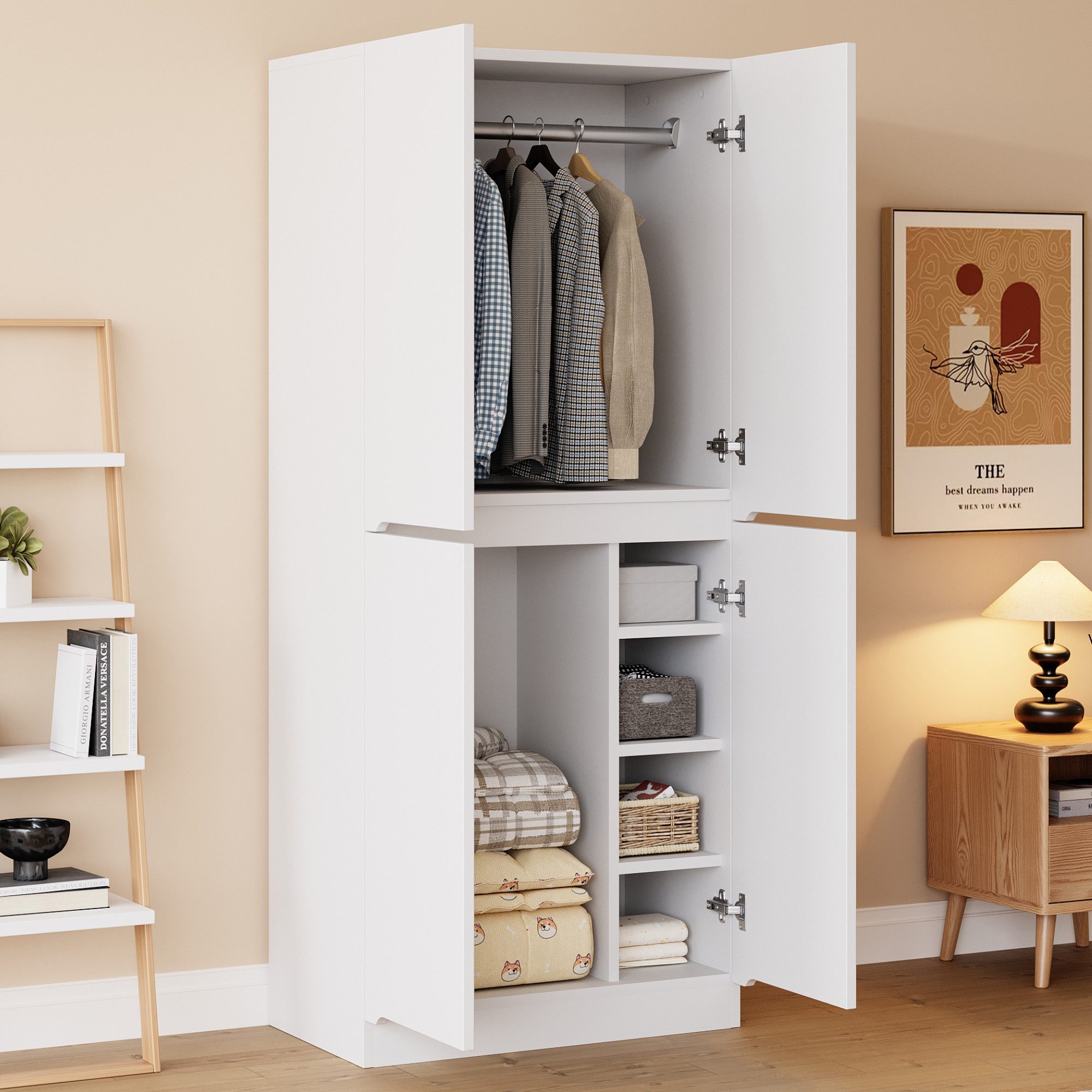 Flieks Kleiderschrank Kleiderschrank Doppeltür-Design 70×40×170cm mit Kleid günstig online kaufen