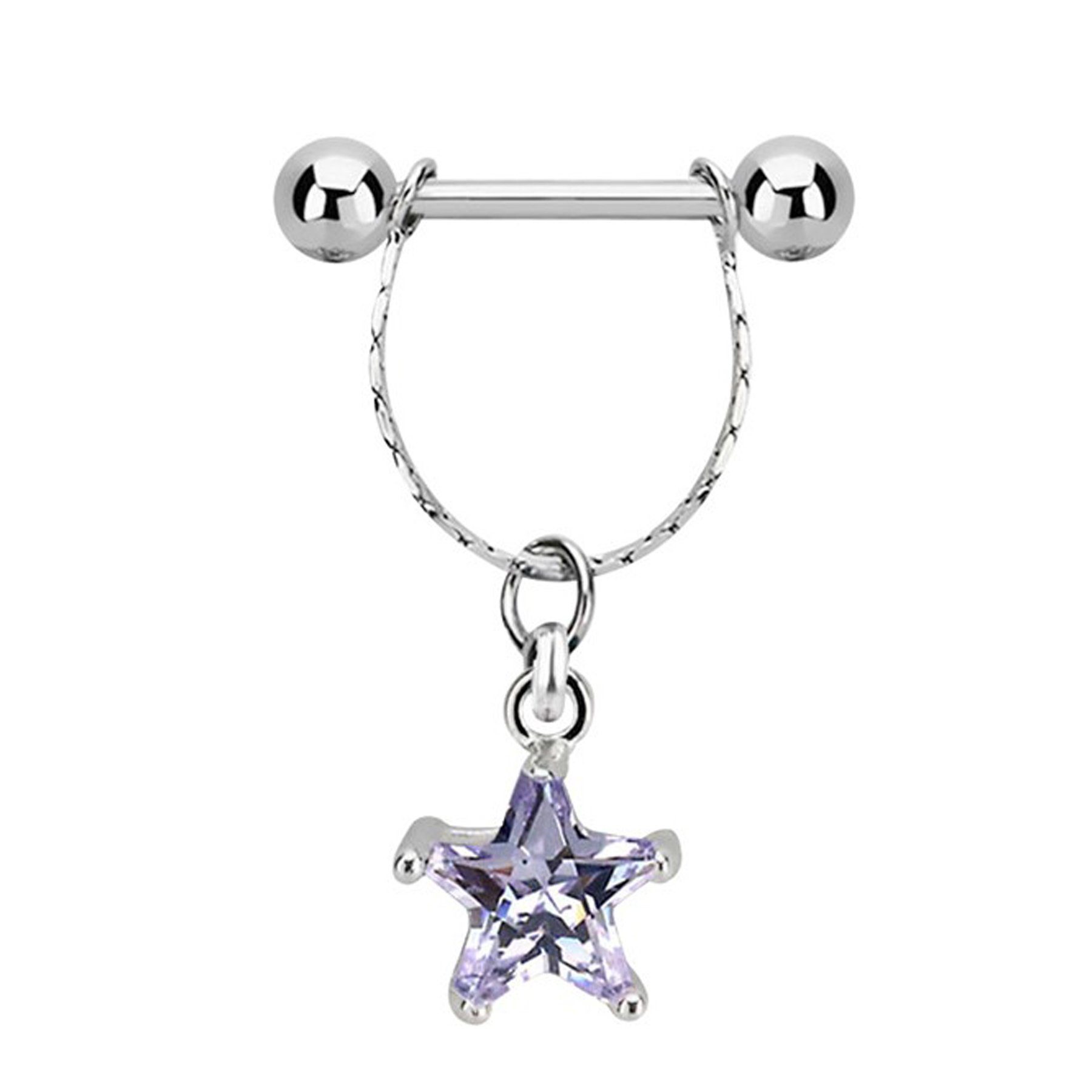 Adelia´s Brustwarzenpiercing Piercing Brustpiercing, Anhänger mit einem SteinStern