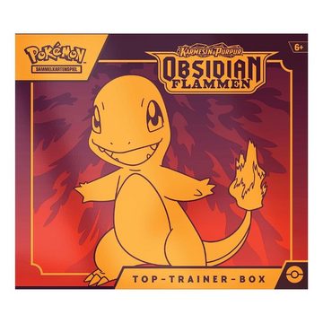 The Pokémon Company International Sammelkarte Pokémon Karmesin & Purpur Obsidian Flammen - Top Trainer Box (DE), mit Glumanda als Motiv!