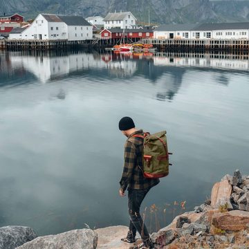 DRAKENSBERG Rucksack Seesack »Dale« Wald-Grün, wetterfester großer Vintage Rucksack aus gewachstem Canvas und Leder