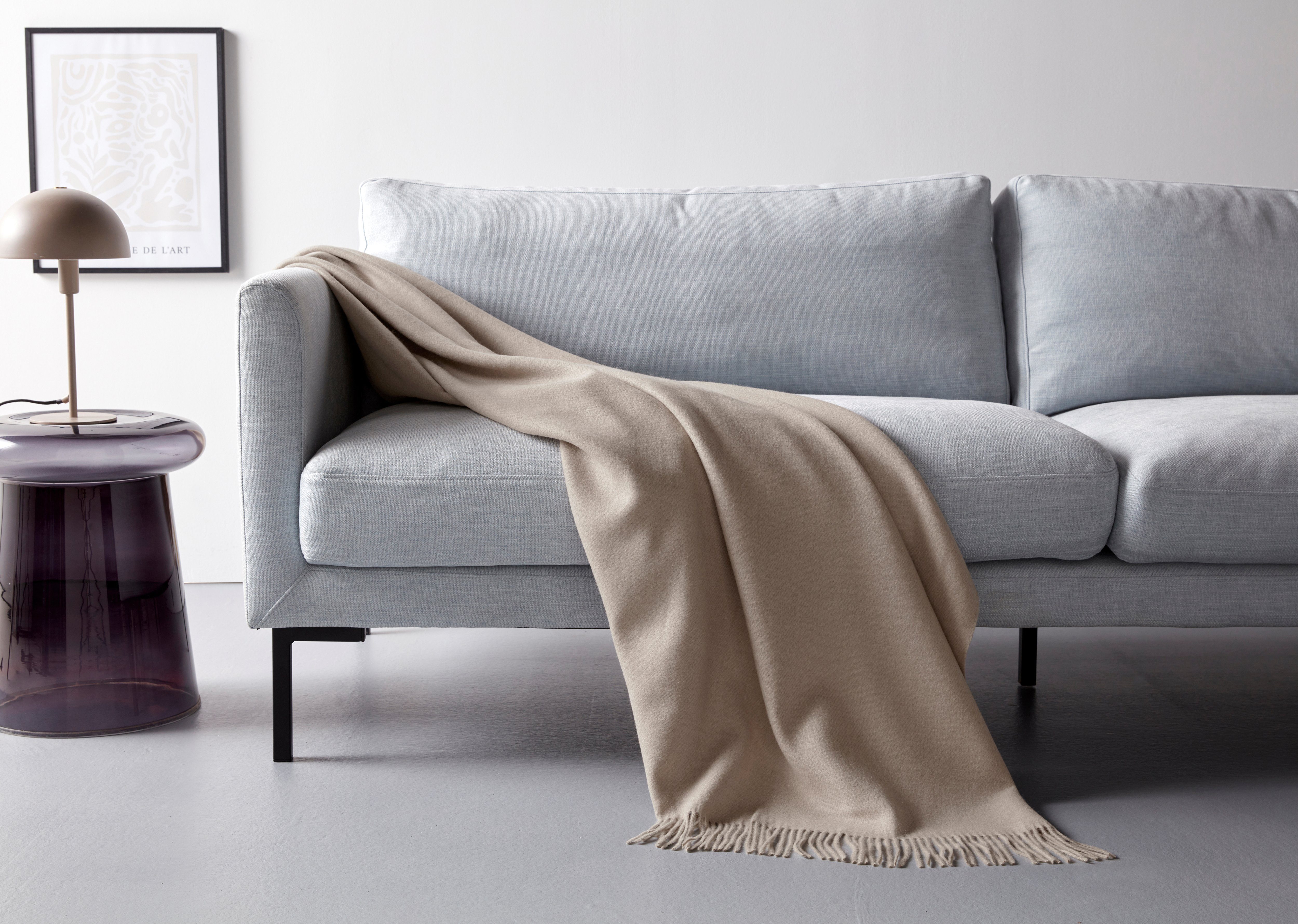 Plaid Jacquard garngefärbt Kuscheldecke anschmiegsam weich Wohndecke, OTTO home, 130 x 170 cm (Breite x Länge), in zarten Farben, mit Fransen – Bild 2 von 4