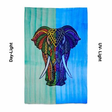 Wandteppich XL Tagesdecke Wandbehang Deko Elefant Meditation UV Aktiv ca.200x230cm, KUNST UND MAGIE