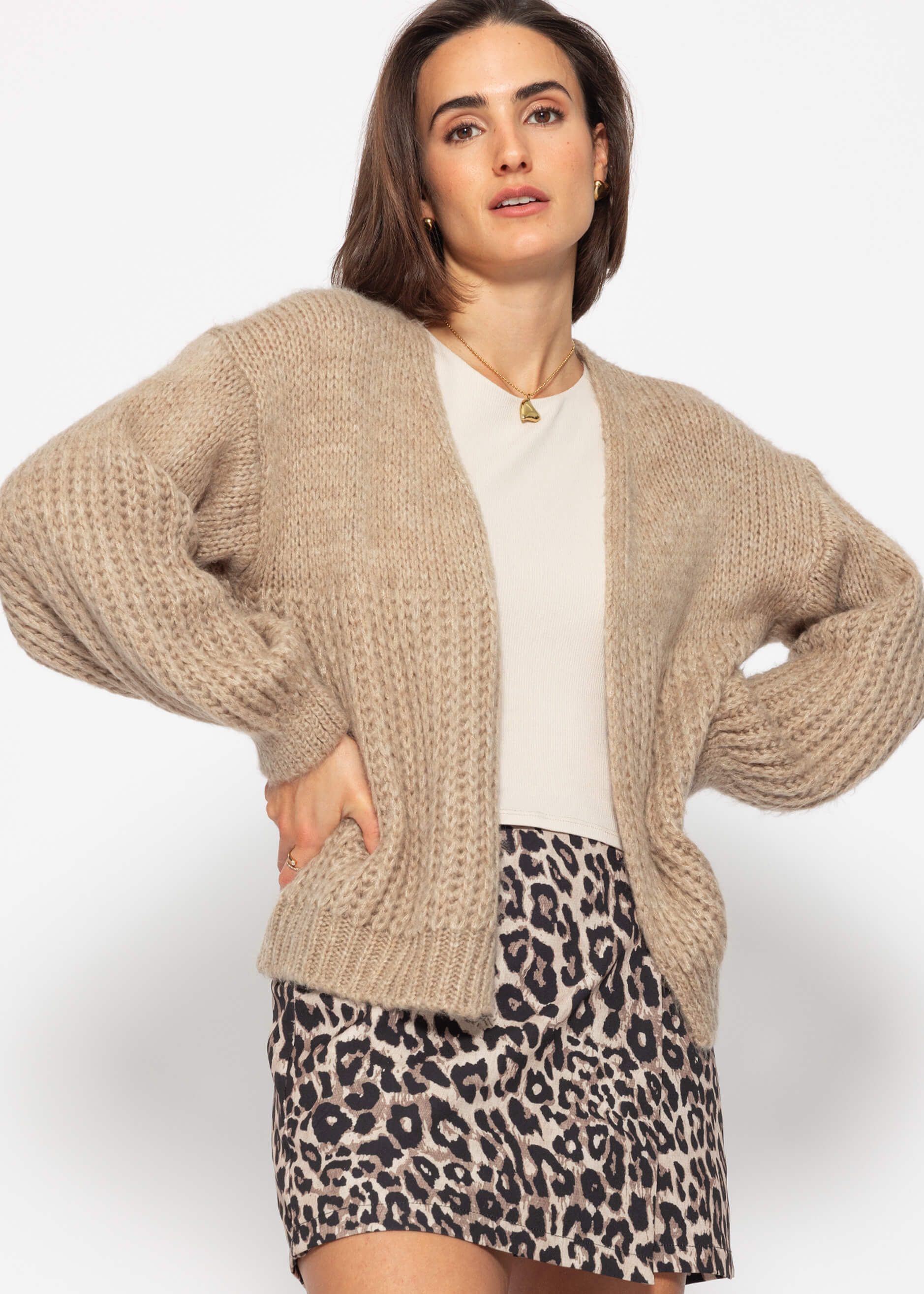 SASSYCLASSY Cardigan Offen fallende Oversize Strickjacke günstig online kaufen