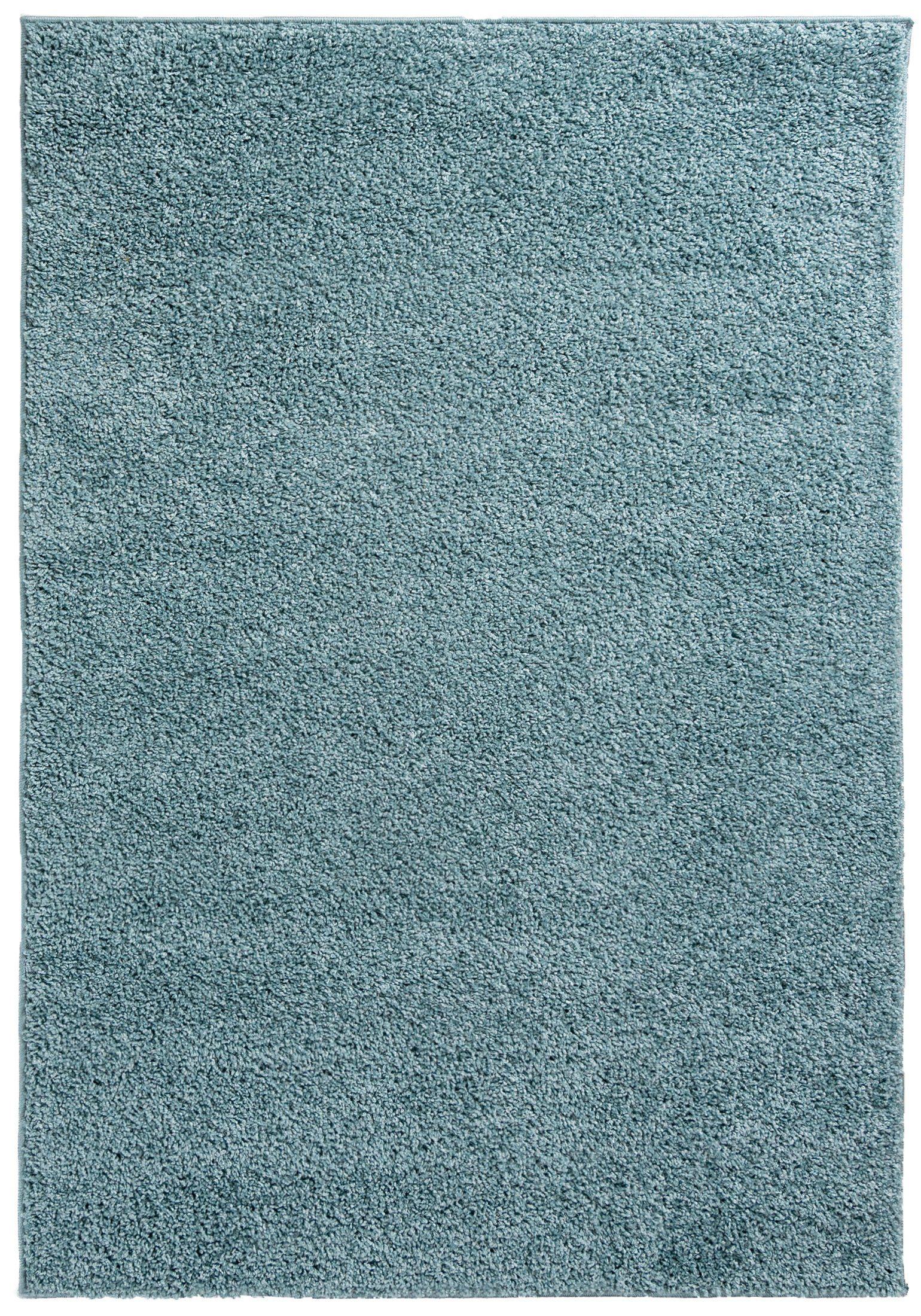 Hochflor-Teppich Hochflor Shaggy Teppich für Wohnzimmer - Höhe 30 mm Türkis Blau, Mazovia, 80 x 150 cm, Pflegeleicht, Einfarbig Uni, Langflor, Rechteckig, Weich Türkis Blau / 7388A