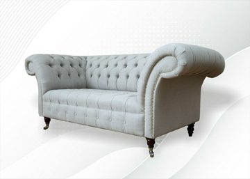 JVmoebel Chesterfield-Sofa Luxus hellgrauer 2-Sitzer Chesterfield Wohnzimmermöbel Textil Neu, Made in Europe