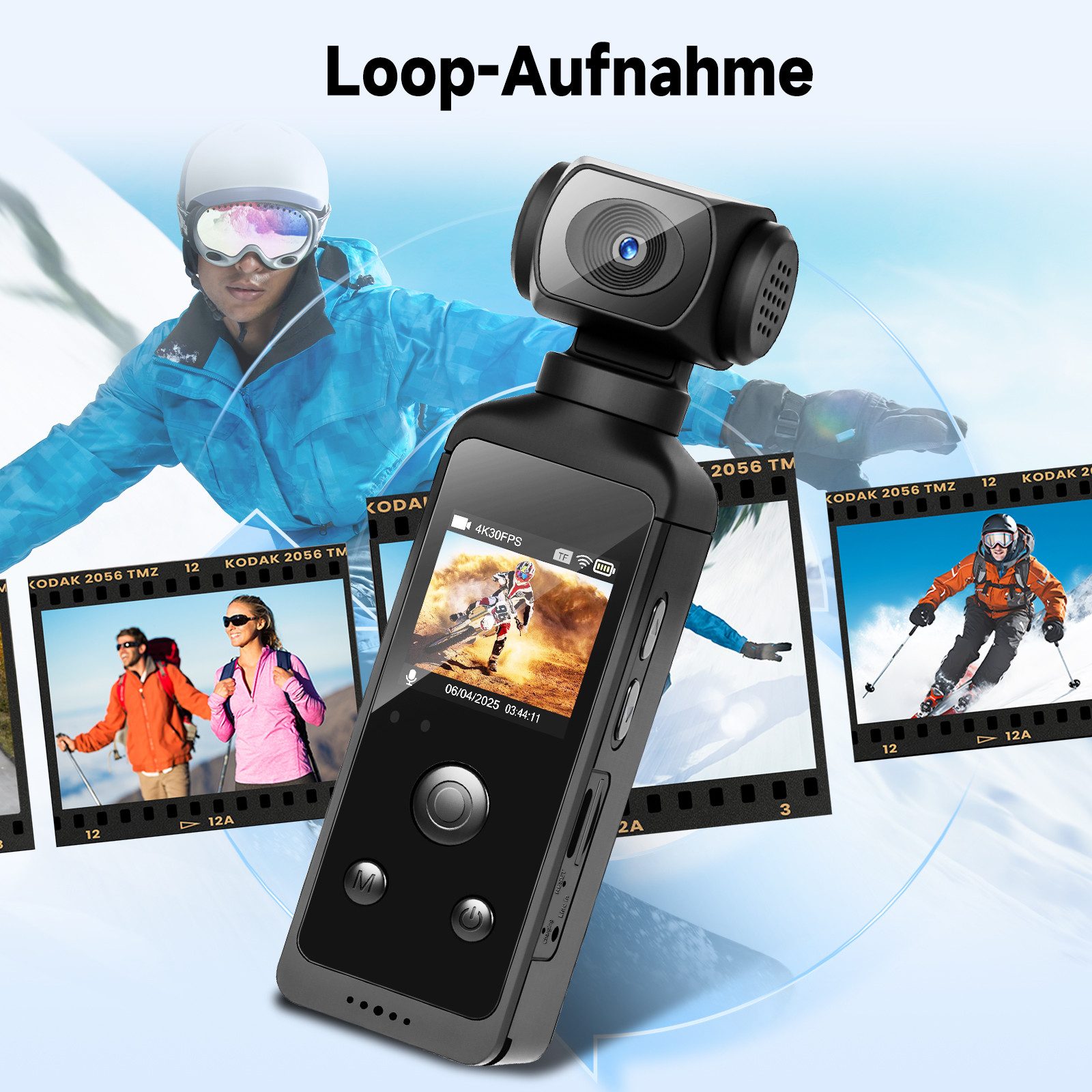 Hikity 1.3 zoll Outdoor Reiten Praktische Sportkamera mit externem Mikrofon Action Cam (HD, Wasserdicht, rüttelfest)