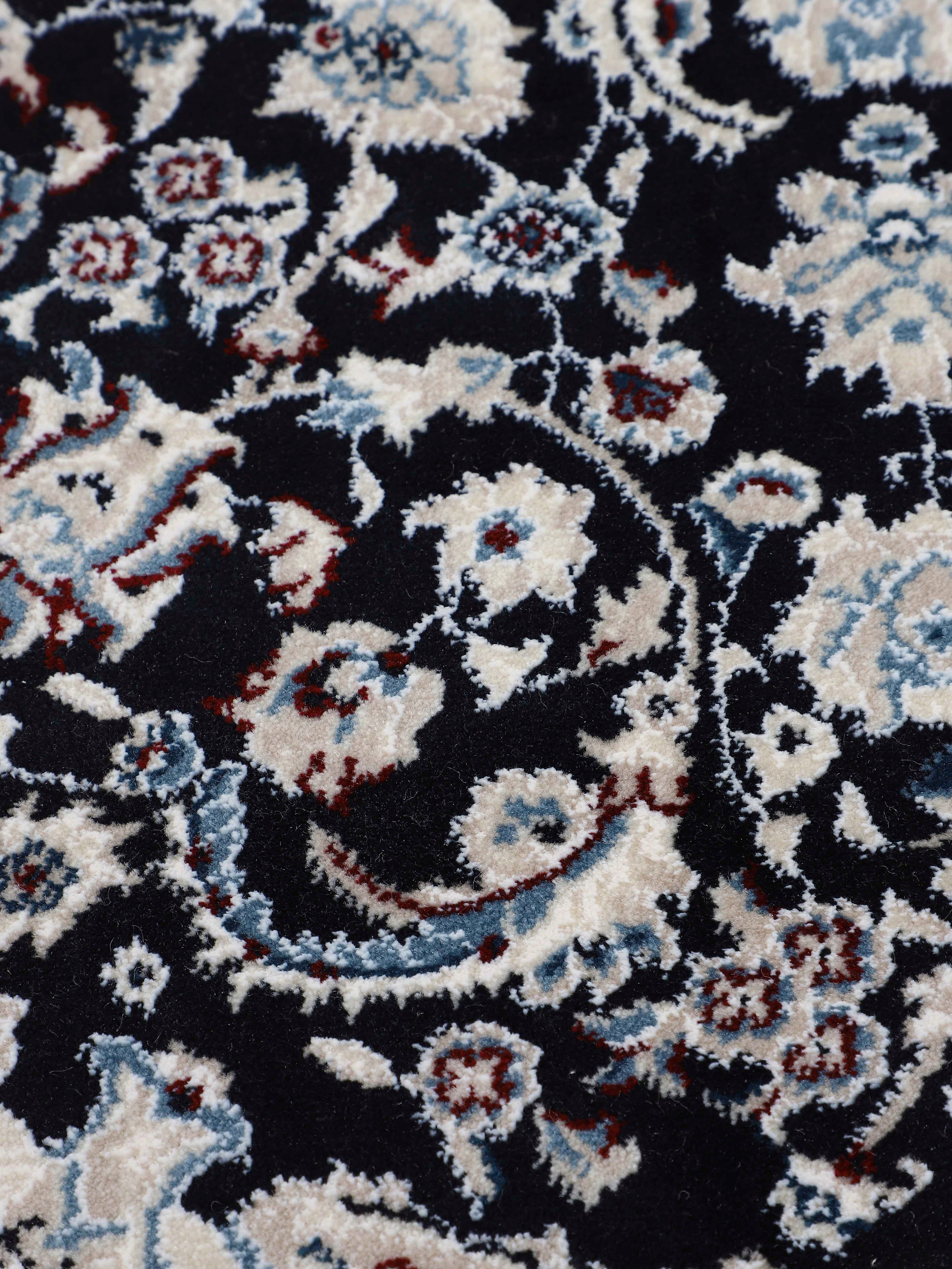 Teppich Nain Höhe: 8 Orient mm, rund, dunkelblau Kurzflorteppich, carpetfine, Diane, Look