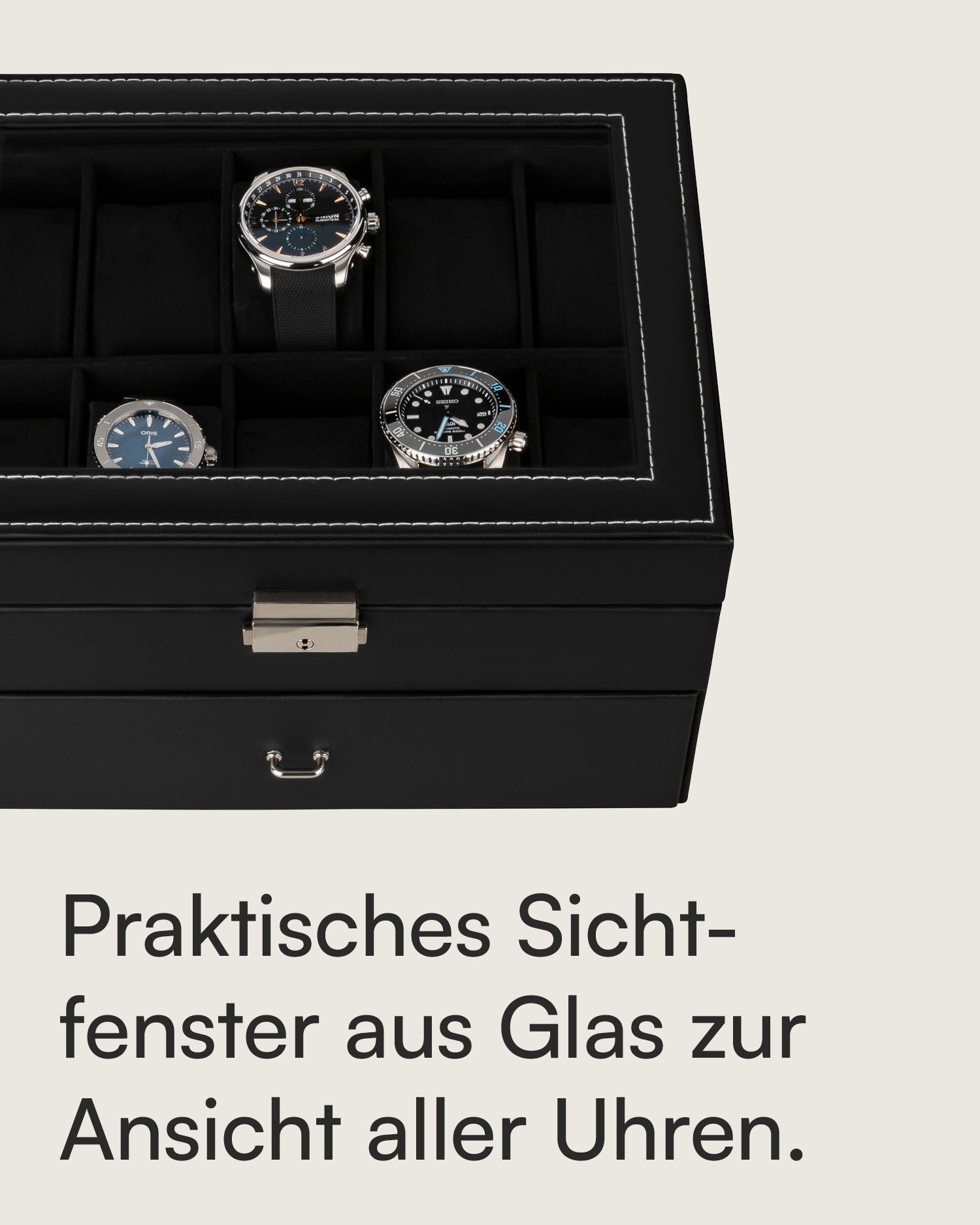 shelfmade Uhrenbox Uhren Aufbewahrungskiste Uhrenbox Uhrenkoffer Uhrenkasten für 20 Uhren – Bild 5 von 5